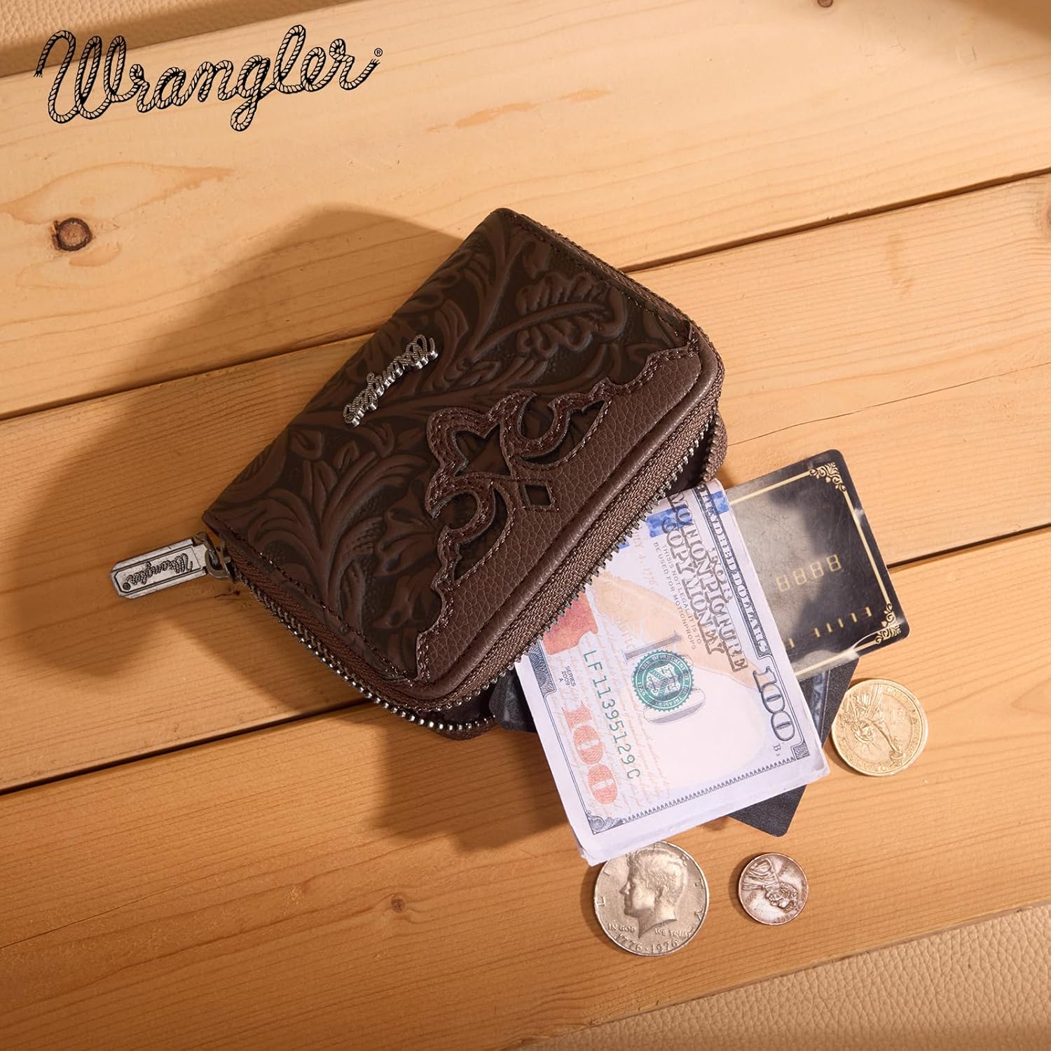 Montana West Wrangler Tooled Womens Wallet Small Credit Card Holder Slim Thin Money Organizer WG322-W089CF - Image 3