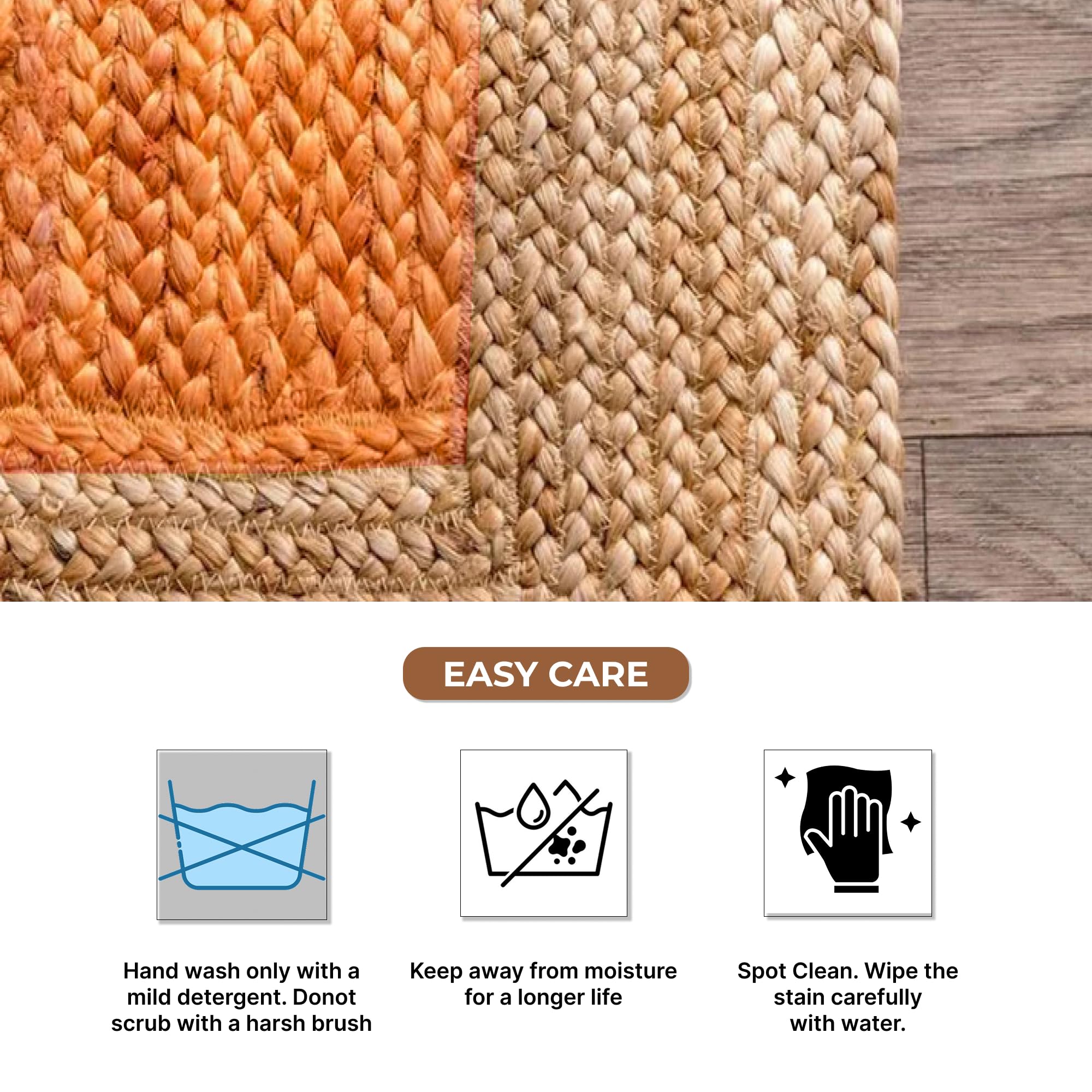 Habere India-All the Cultures Fabricating India Runner for Bedroom | Carpet & Rugs for Living Room | Centre Table Carpet | Jute Floor Mat (Yellow, 5 x 8 ft, Rectangular) 2