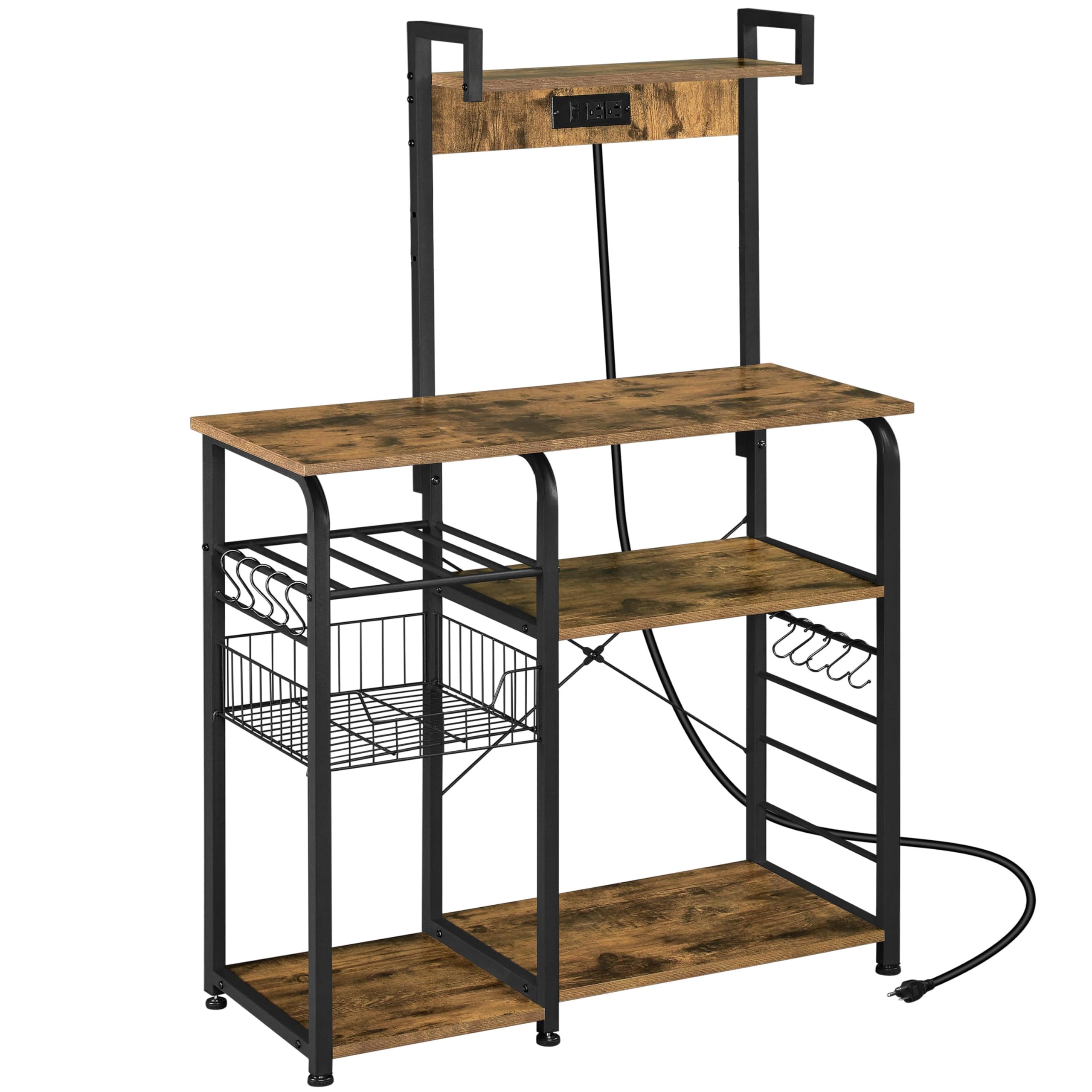 Amazon.com: Yaheetech Kitchen Bakers Rack with Power Outlet