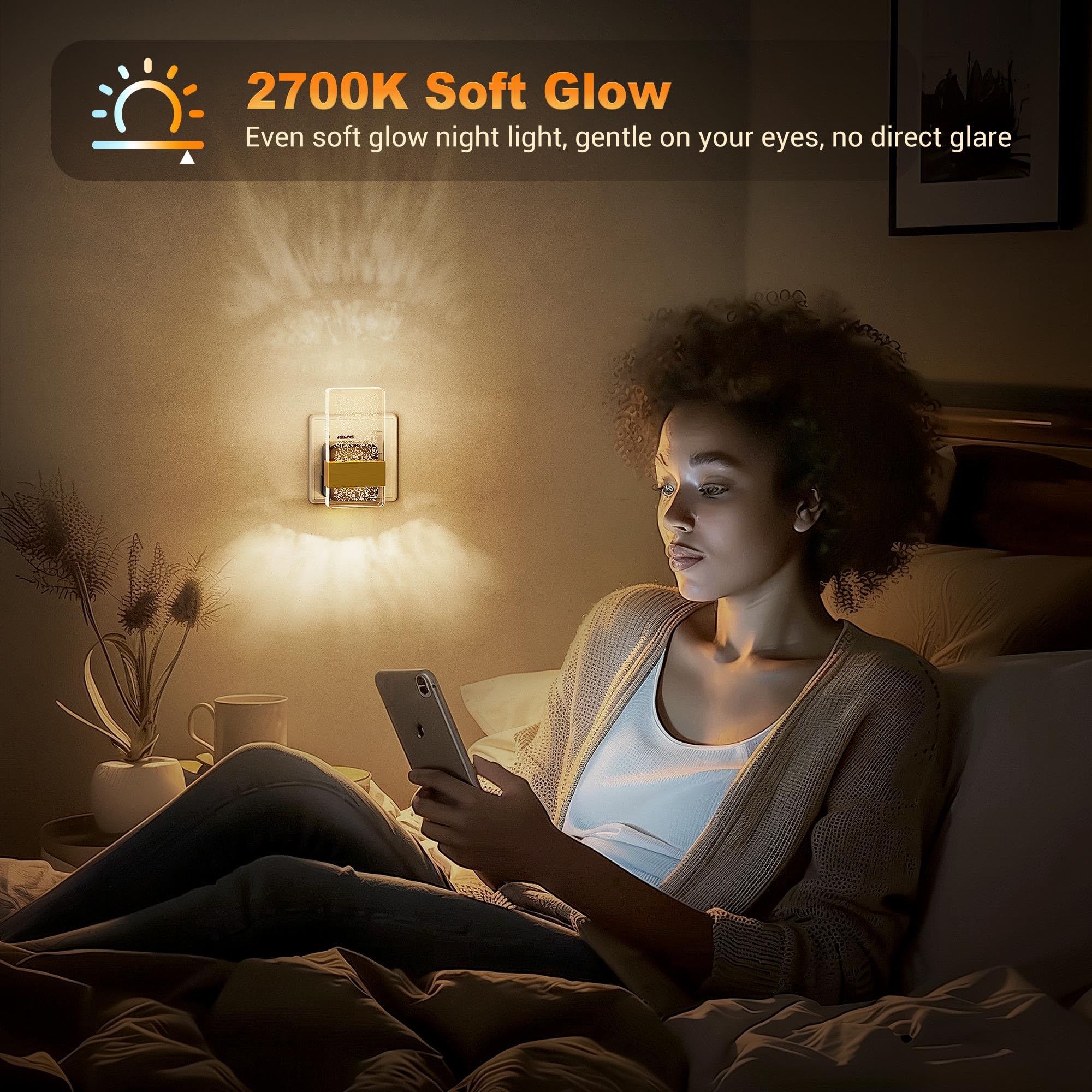 JandCase Night Light Plug in Wall, Plug in Night Light with Dusk-to-Dawn Sensor, Dimmable 0-100LM, Nightlight Kids - Image 4