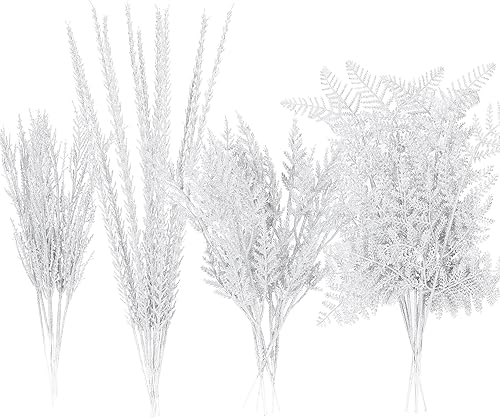 Sea Team Paquete de 36 ramitas de pino artificiales con purpurina, adornos de tallo de abeto, palitos de helecho decorativos, púas, ramas para árbol Sea Team Paquete de 36 ramitas de pino artificiales con purpurina, adornos de tallo de abeto, palitos de helecho decorativos, púas, ramas para árbol