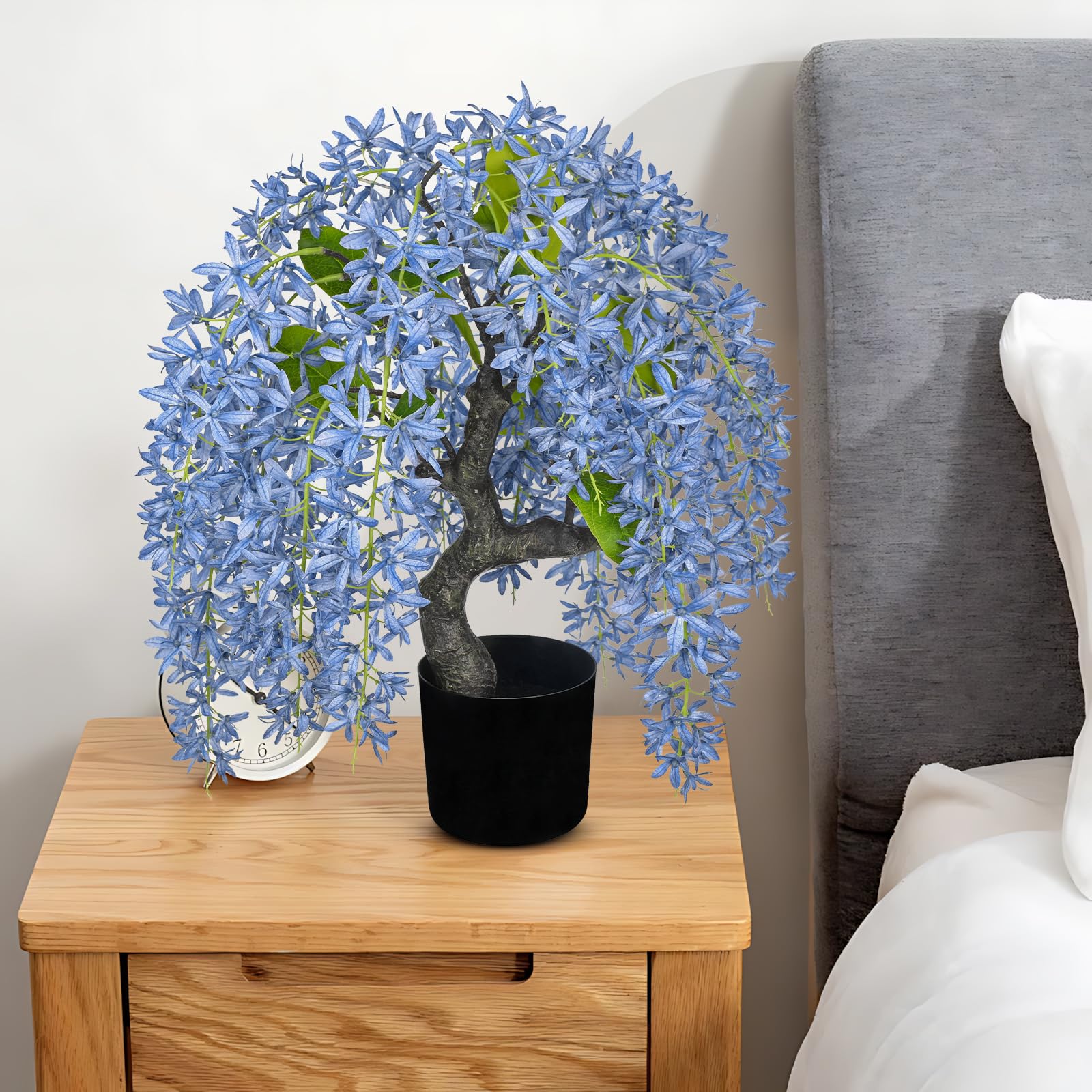 Arborus Artificial Wisteria Flowers in Pots 47cm Large Fake Wisteria Plant in Black Pot Tall Artificial Plants Indoor for Home Office Bathroom Table Desk Spring Decoration - Image 4