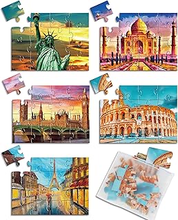 5 Packs 16 Piece Large Jigsaw Dementia Puzzles for Alzheimer’s Products Activities, Alzheimer's Puzzles Easy Memory Cognitive Games for Elderly Seniors Adults Gift with 5 Storage Bags, Construction