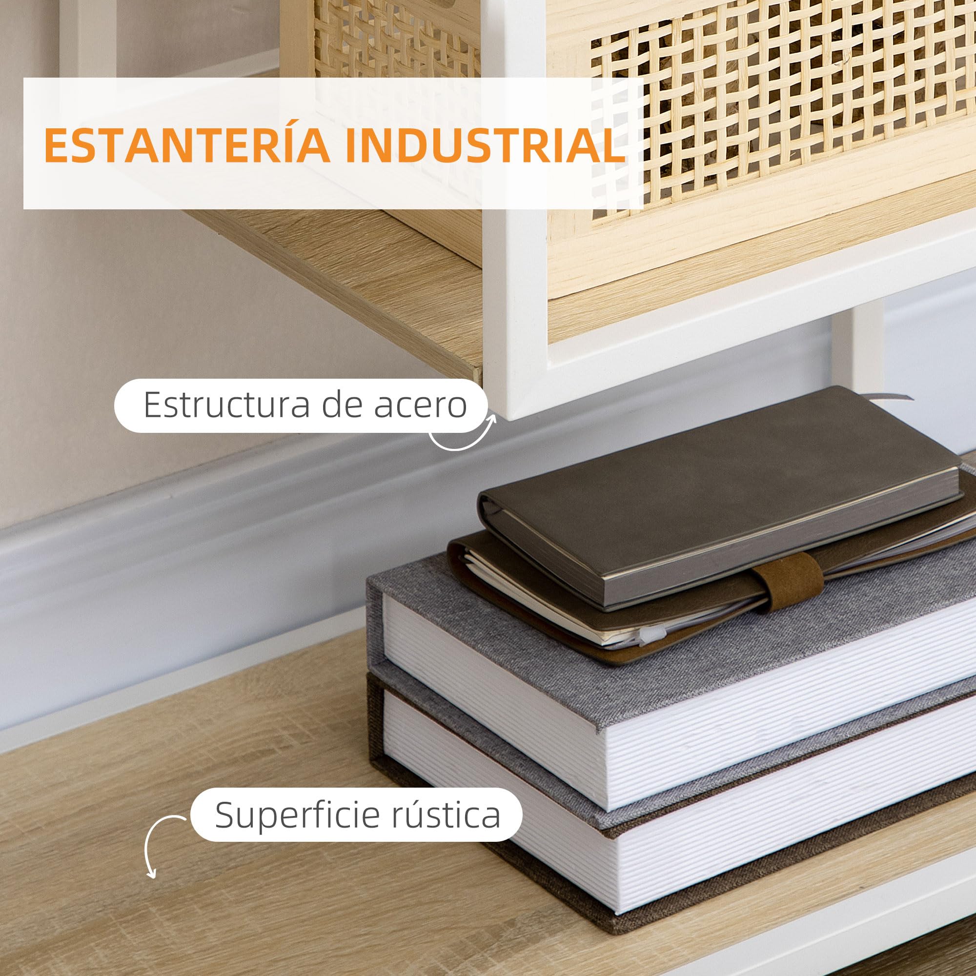HOMCOM Estantería de Almacenamiento Industrial 83x34x180 cm Roble | Estantería para Salón, Librería, con Marco de Acero, para Oficina Estudio Cocina