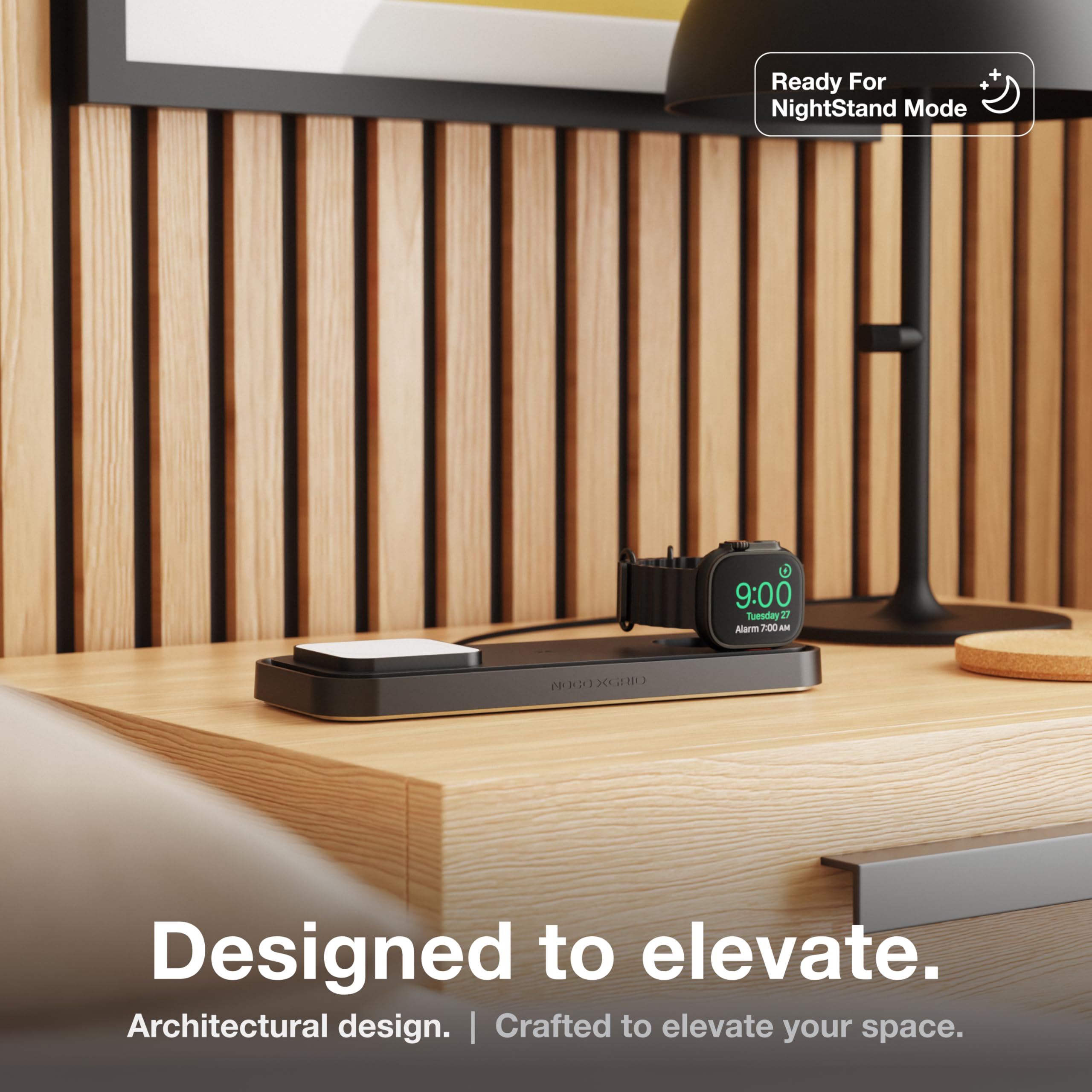 NOCO XGrid XDP3: Base di Ricarica Wireless 3-in-1 – Stazione di Ricarica per iPhone, Apple Watch e AirPods – Compatibile MagSafe, Certificata Qi2 – Con Caricatore USB-C 45W e Cavo da 2m