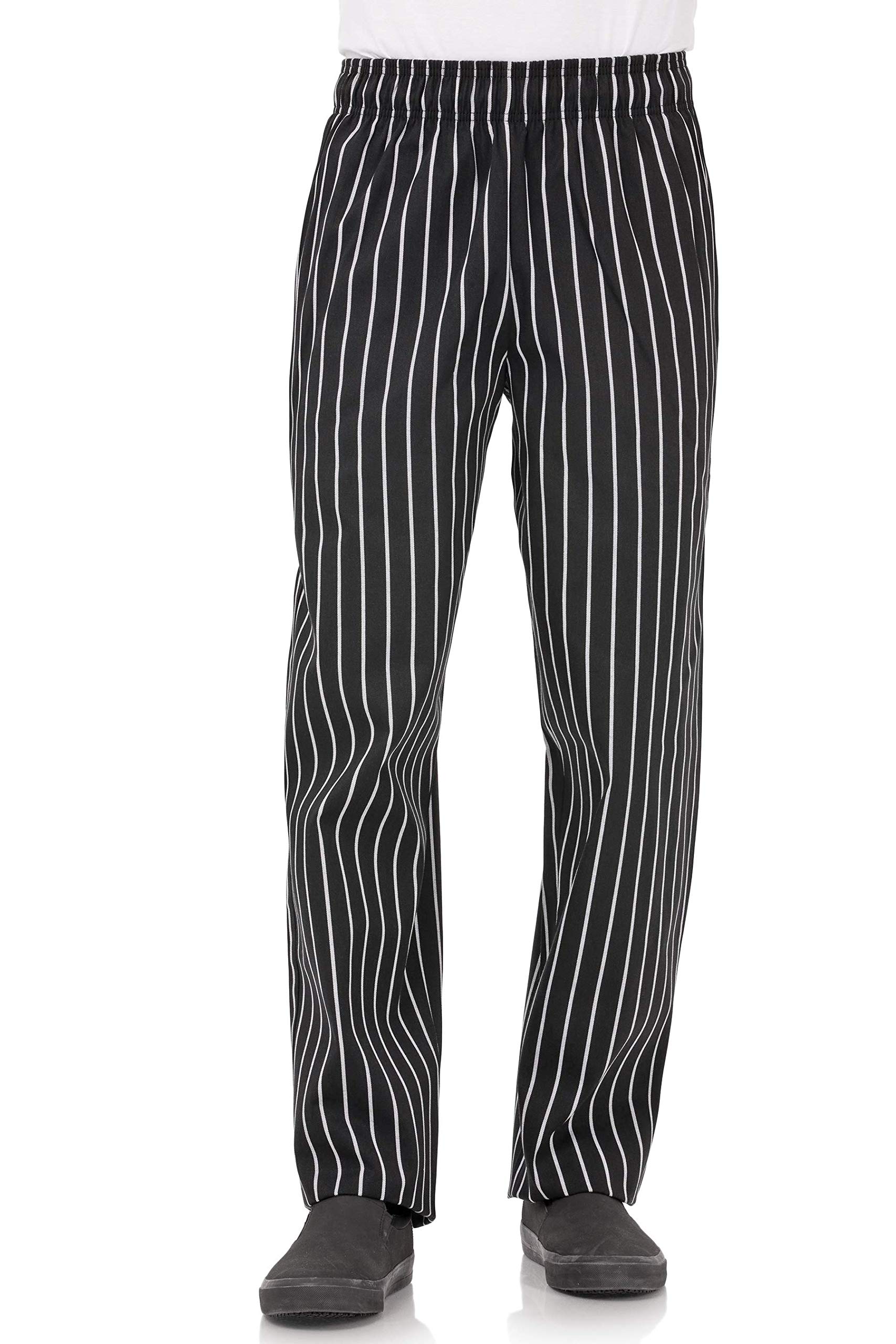 Chef Works A940-S Easyfit Pants, Striped, Small, Black/White