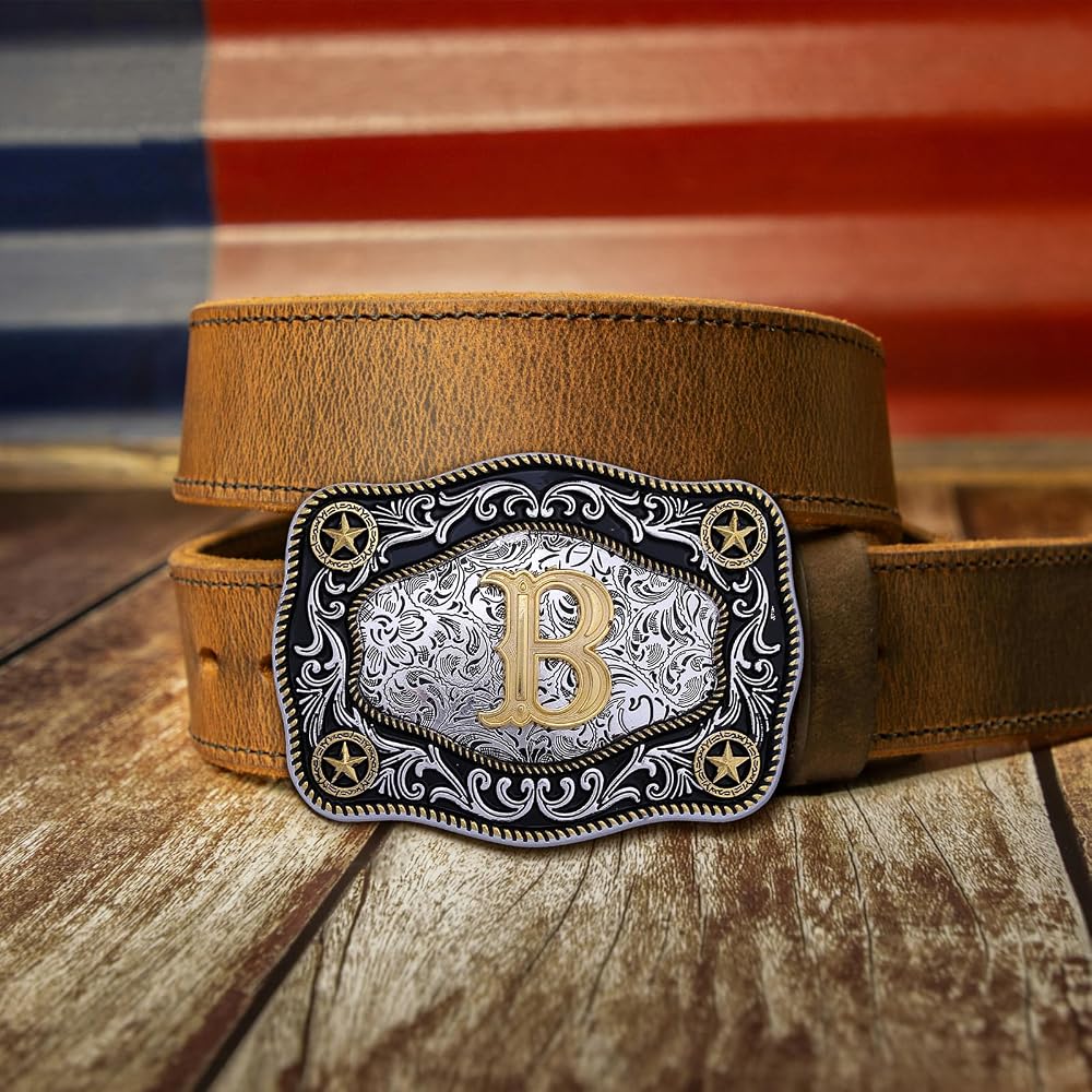 Amazon.com: Absbolo Belt Buckles Men Initial Letter A to Z Western