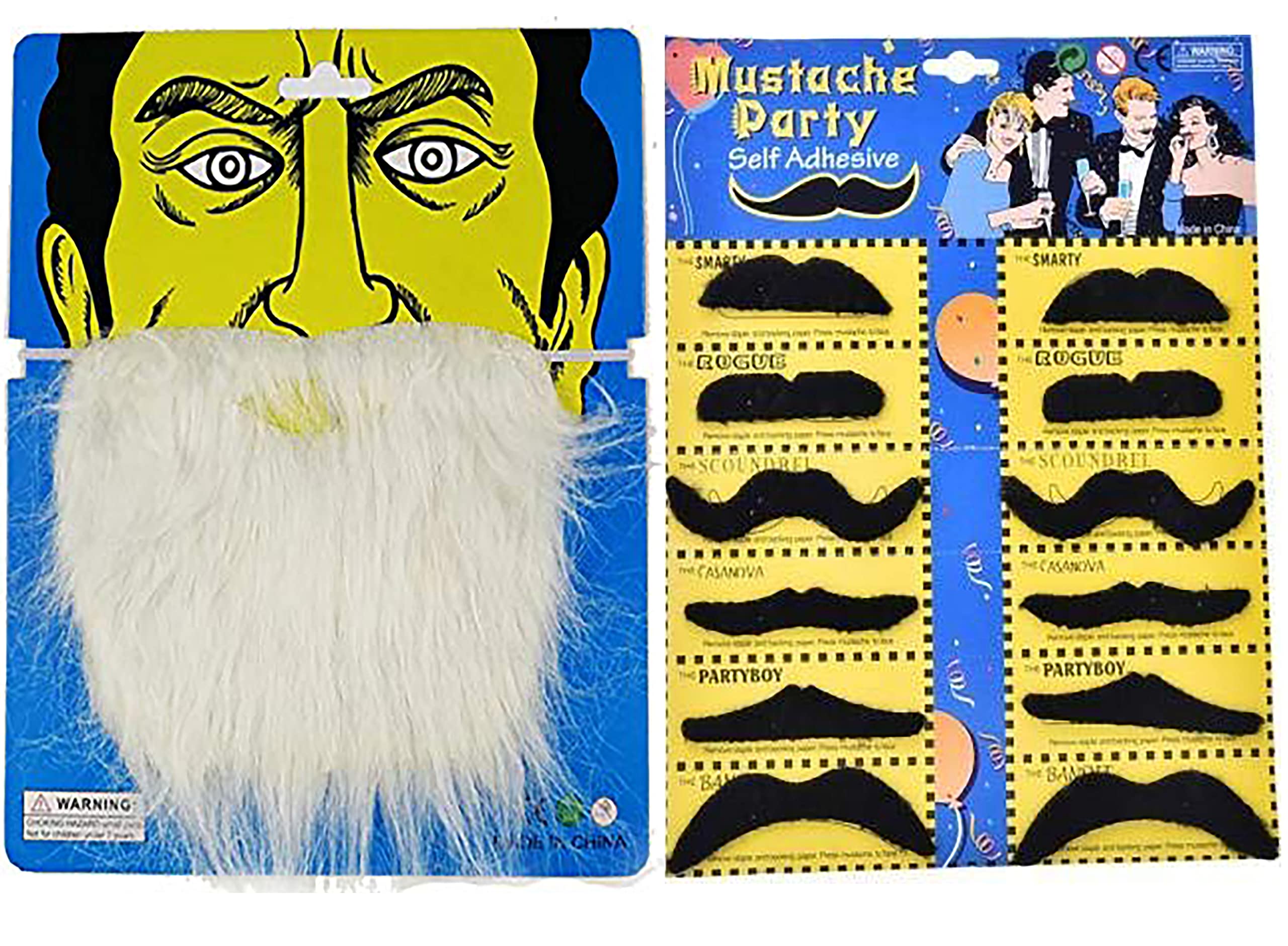 Jamboree!!! Self Adhesive Fake Mustache + Fake Beard - Mustache Beard for Kids Adult, Birthday and Hawaiian Costume (12 Pieces) - Black (B08CTGQ7YD) Amazon Price History, Amazon Price Tracker
