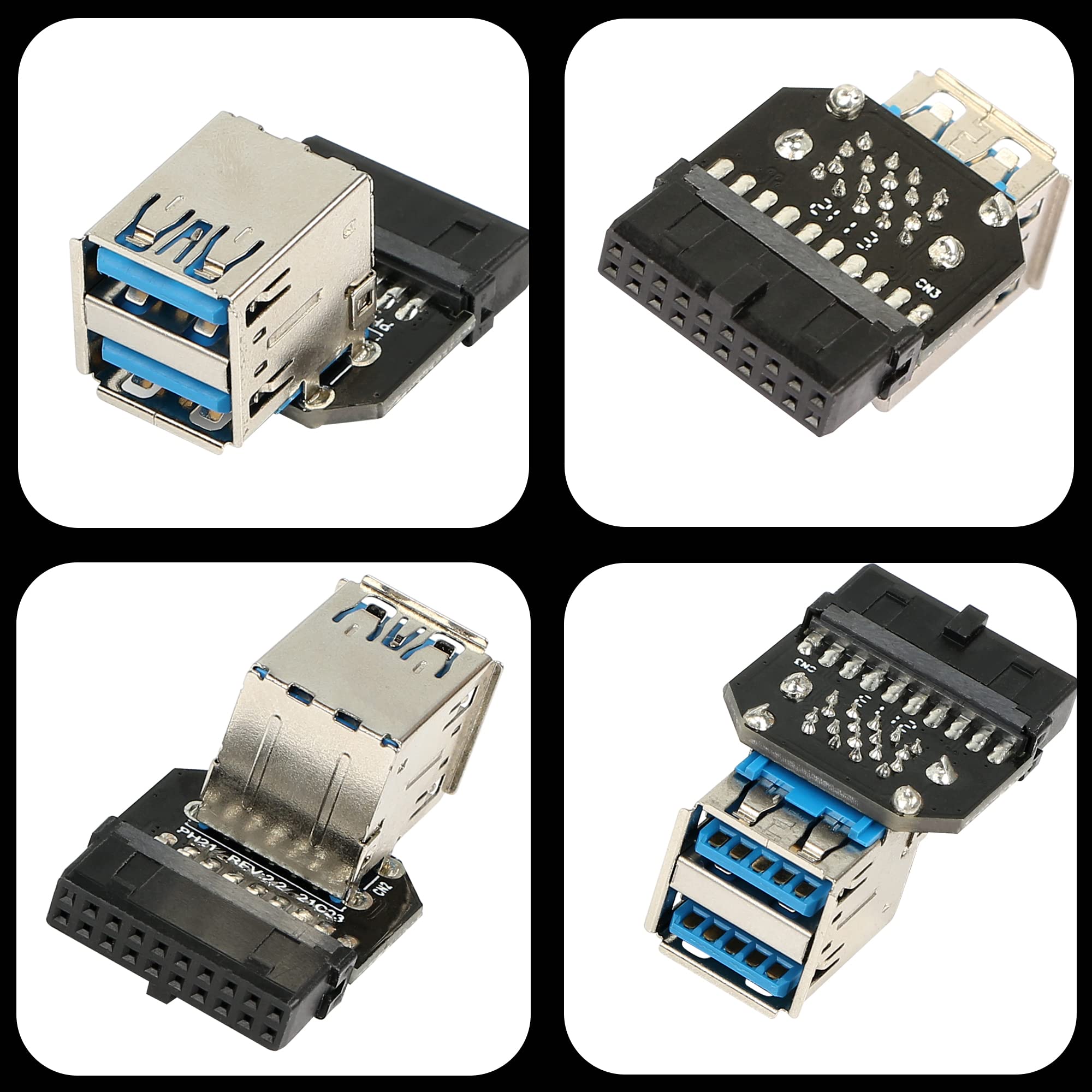 CERRXIAN 2 STKS 19Pin naar Dual USB 3.0 A Adapter, Desktop Moederbord 19/20Pin Prot naar Dual USB 3.0 Vrouwelijke Connector Kaart, PCBA Flat Type