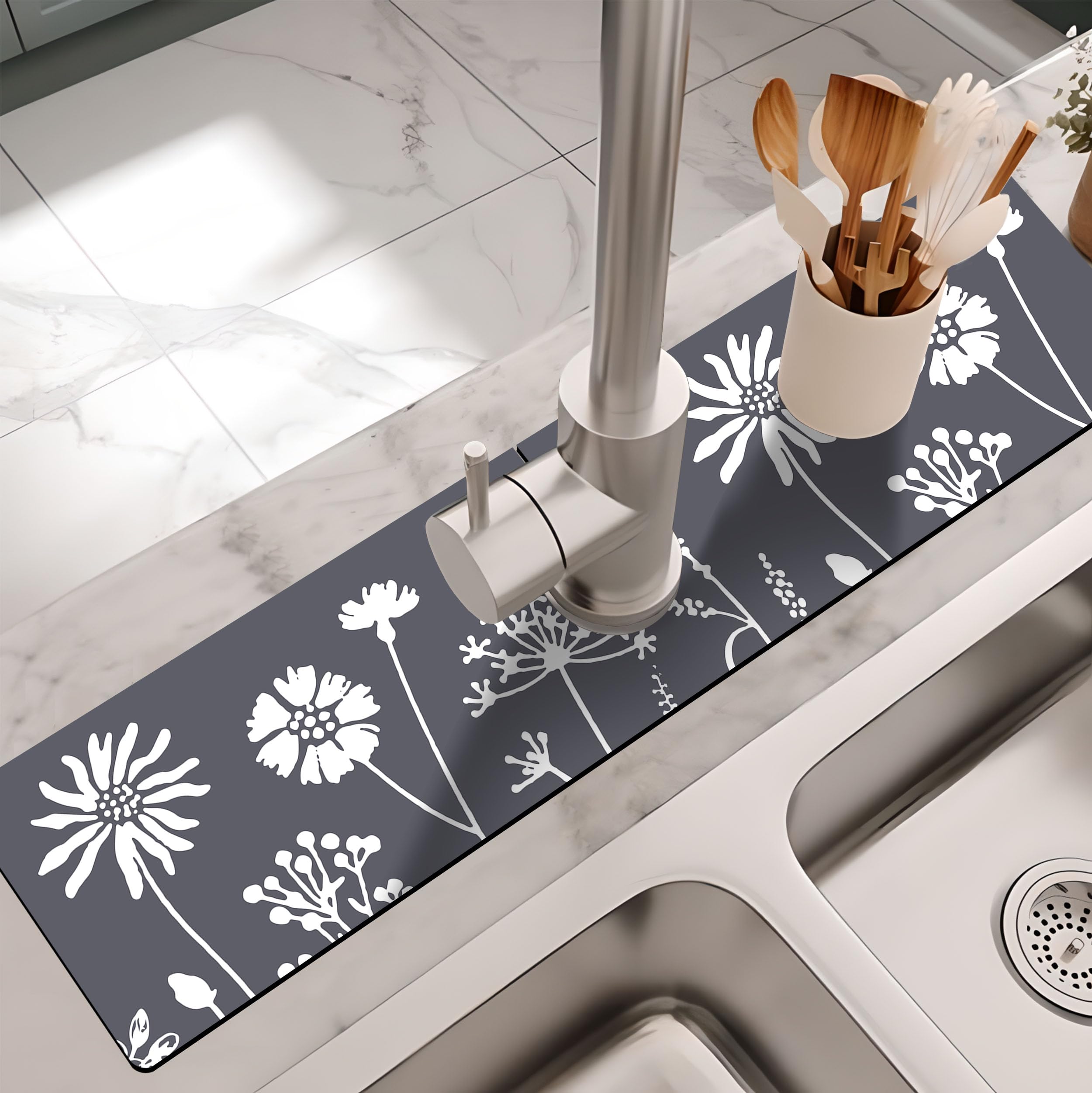 Kitchen Sink Splash Guard Faucet Mat -1 PC Super Absorbent Fast Drying Mat Sink Gadgets-Splash Guard Behind Faucet Drip Catcher for Kitchen, Bathroom,Sink Mat, Dish Drying Mat, Bathroom(23.5