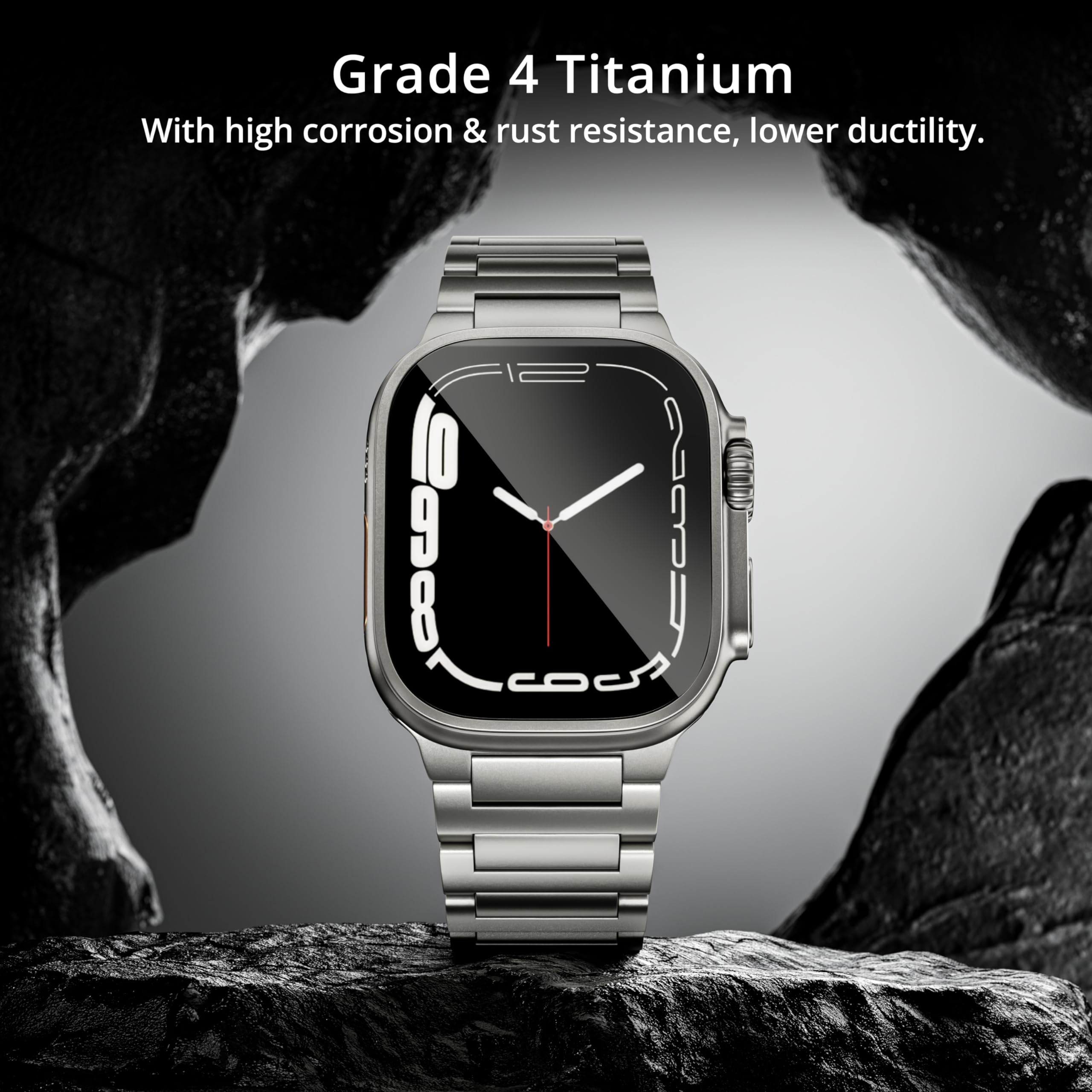 LULULOOK Pasek tytanowy klasy 4 do Apple Watch Ultra 2/Ultra 49 mm z magnesem, pierwszy na świecie ultralekki tytanowy pasek zastępczy z powłoką Super DLC do zegarka iWatch Ultra