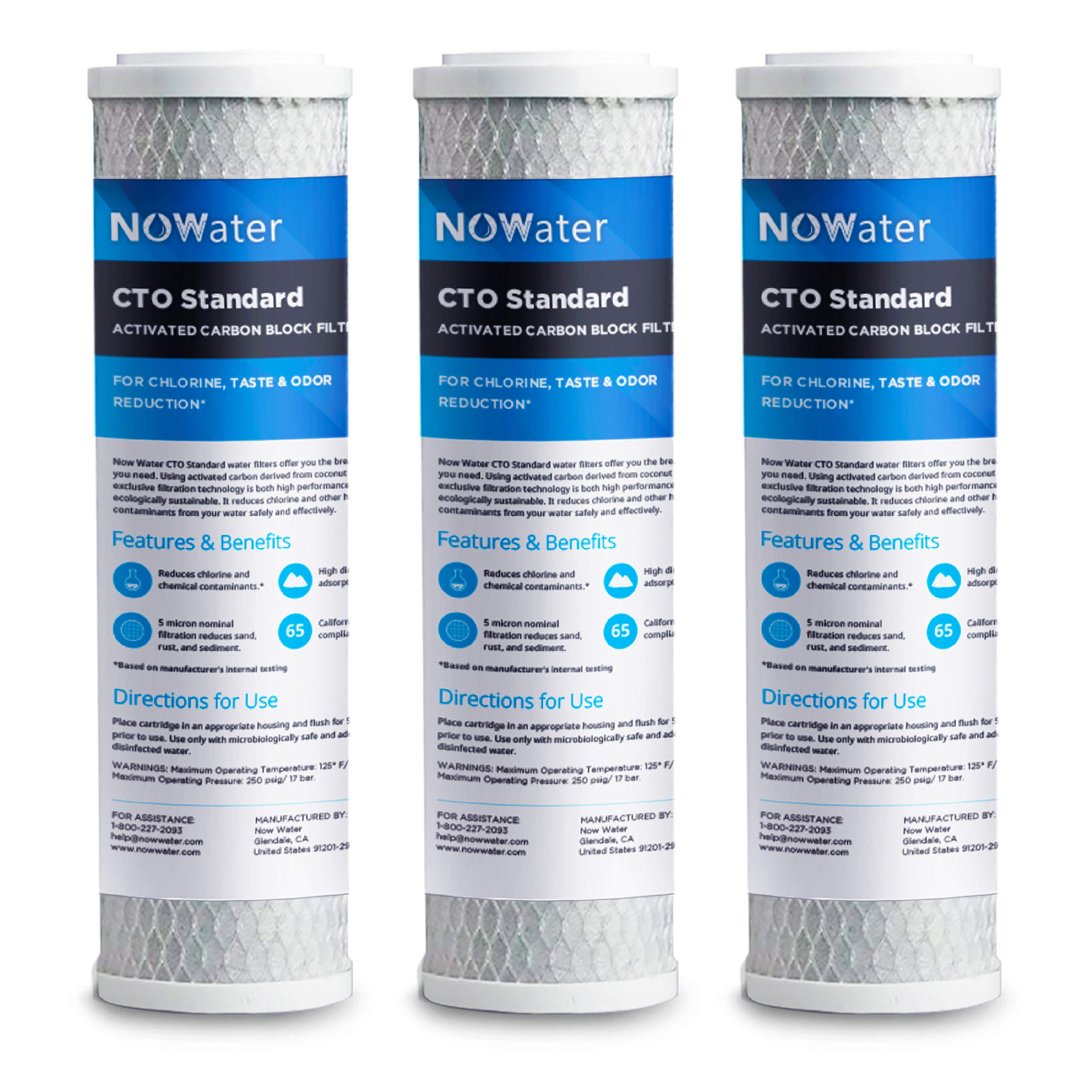 Buy Now Water CTO Standard Carbon Block Filter 3 Pack 5 Micron