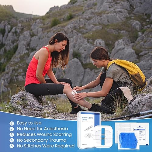 Miniatura 8 de SEABIRD Dispositivo de cierre de heridas, kits de cierres de laceración de emergencia, 6 unidades, vendajes para el cuidado de heridas, cierre