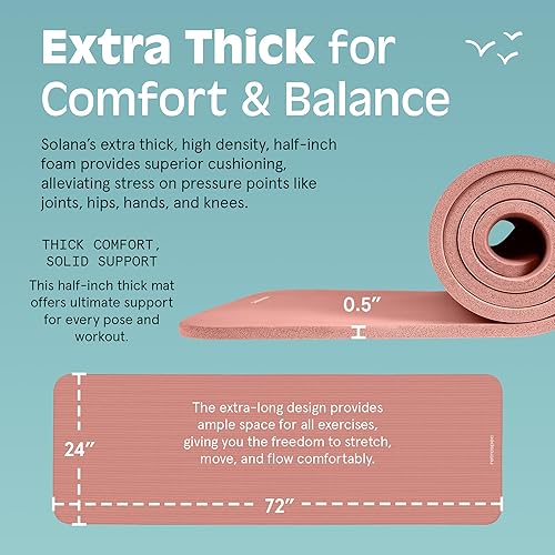 Miniatura 3 de Retrospec Retrospec Solana Yoga Mat 12" Thick wNylon Strap for Men & Women - Non Slip Excercise Mat for Yoga, Pilates, Stretching, Floor & Fitness