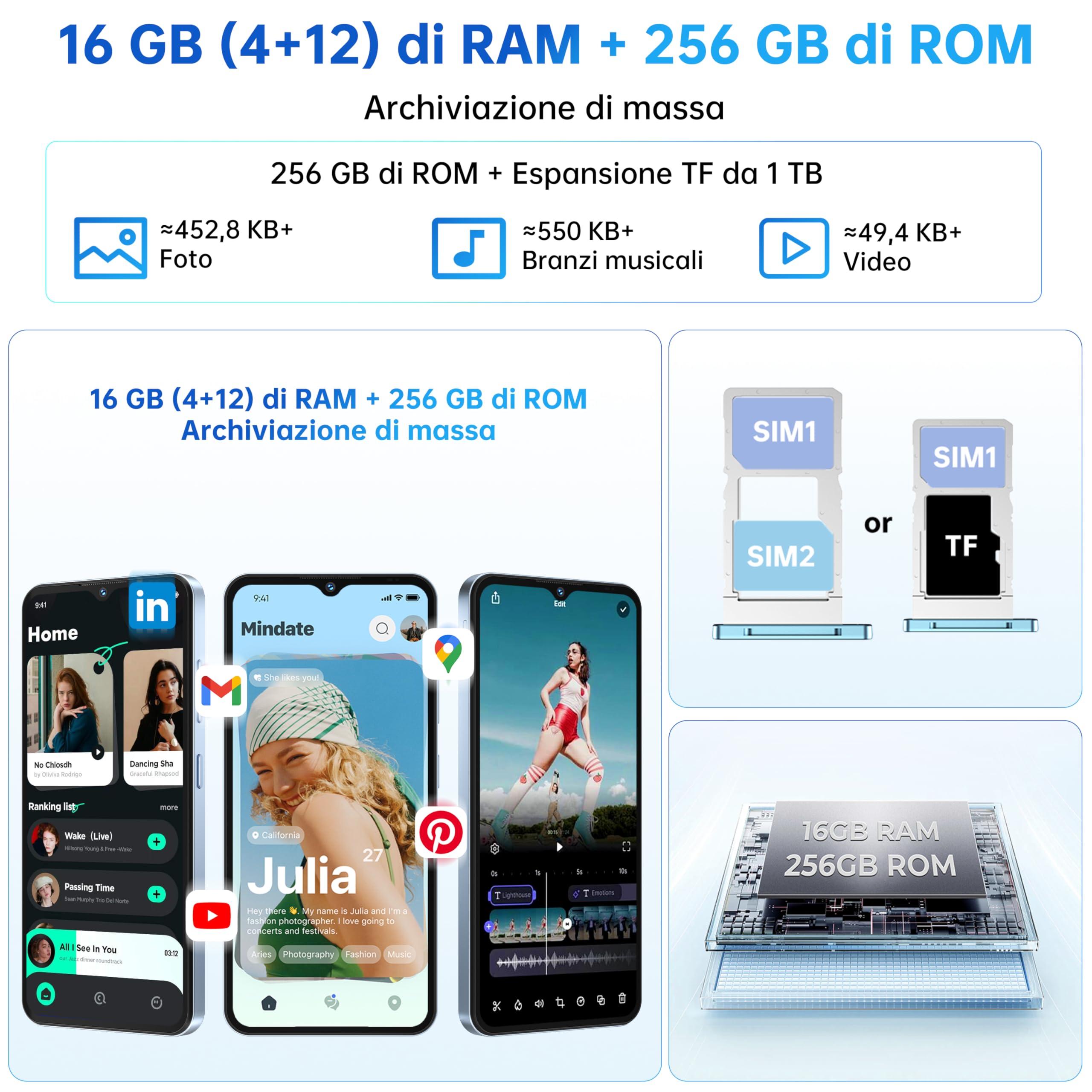 OUKITEL C3 Smartphone Telefono 16GB+256GB/1TB TF 6.52" HD 5000mAh Cellulari Android 2025, Mobile Phone and Smartphones 4G Dual SIM,13MP+5MP Camera/Face ID/OTG/3.5mm Jack Oro