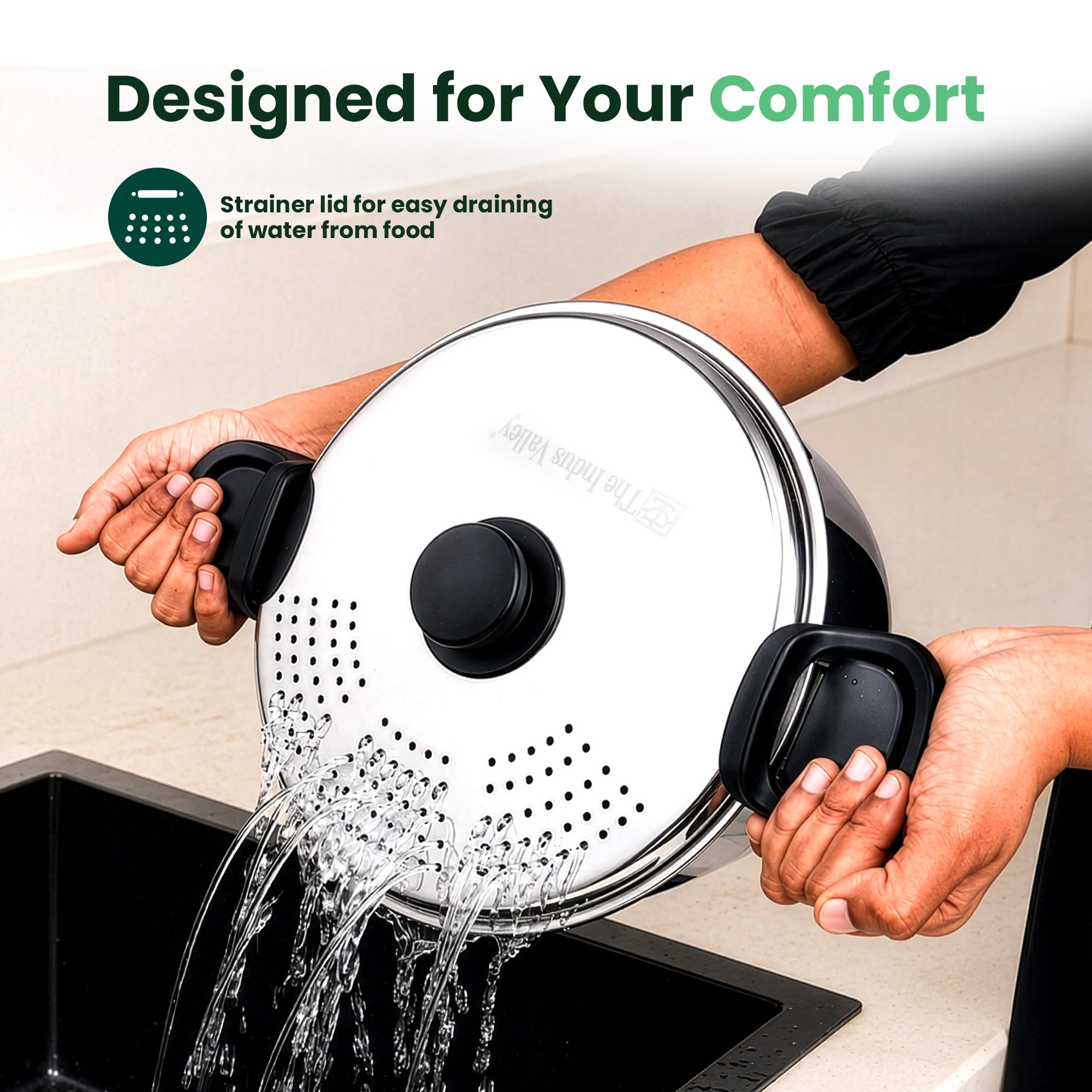 Indus Valley Stainless Steel Strainer Pot - 5L -4
