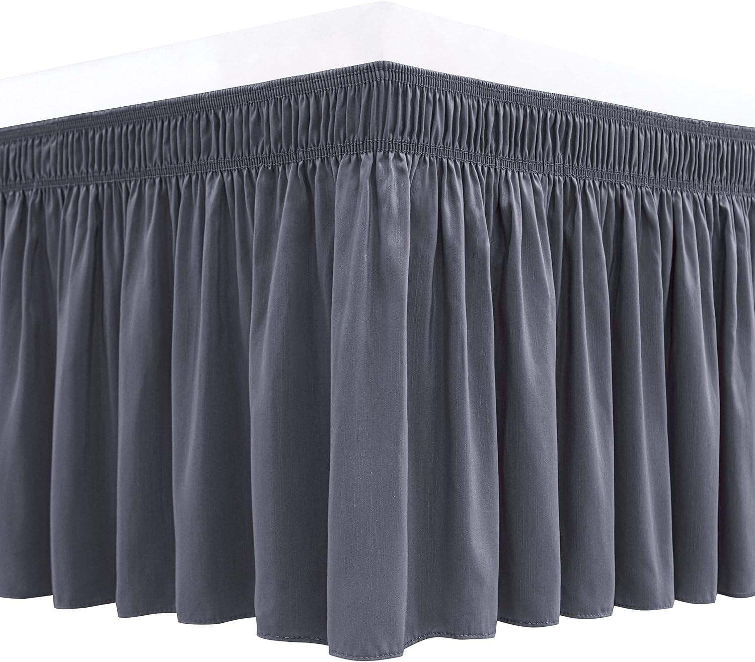 Biscaynebay Wrap Around Bed Skirts for Queen Beds 14" Drop, Dark Grey Adjustable Elastic Dust Ruffles Easy Fit Wrinkle & Fade Resistant Silky Luxurious Fabric Solid Machine Washable Queen-14" Drop Dark Grey