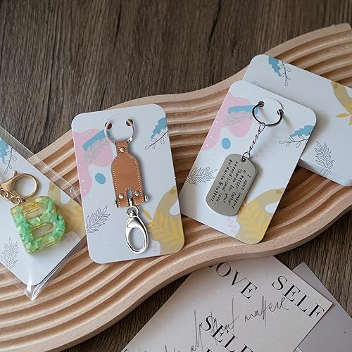 Miniatura 7 de Temlum 100 tarjetas de exhibición de llavero con bolsas autosellantes, soporte para tarjetas de llavero de 3 x 4.7 pulgadas para exhibir tarjetas de