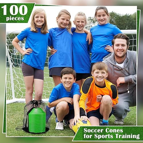 Miniatura 5 de Hanaive 100 mini conos de fútbol para taladros deportivos de 5 pulgadas, conos de disco de agilidad con accesorios para entrenamiento de fútbol