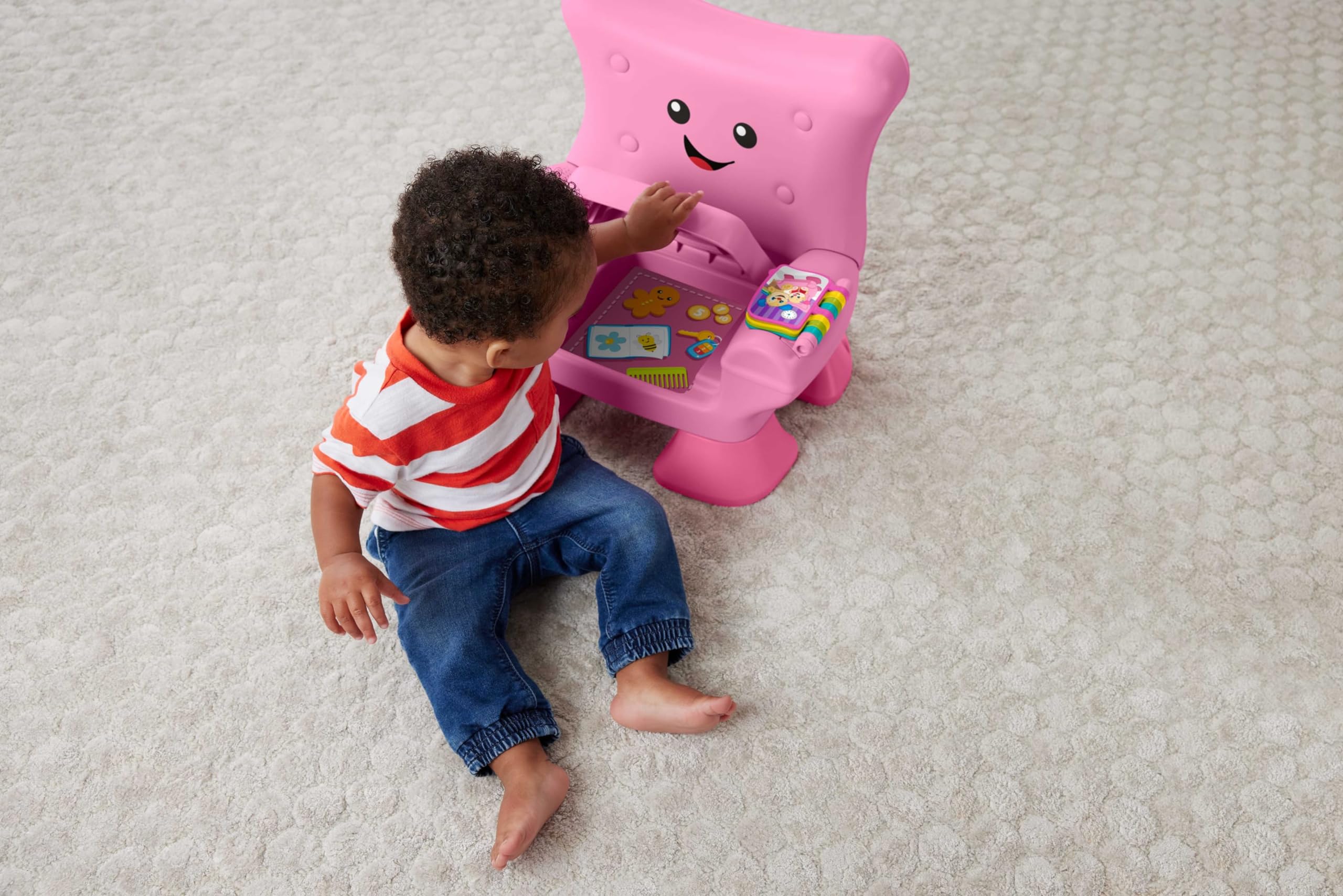 Fisher-Price Lernspaß, Lernspielzeug für Kleinkinder, Lernspaß-Stuhl, rosa, mit Musik und verschiedenen Aktivitäten für Kinder ab 1 Jahr, mehrsprachige Version: Englisch, Französisch, Deutsch,JFF07