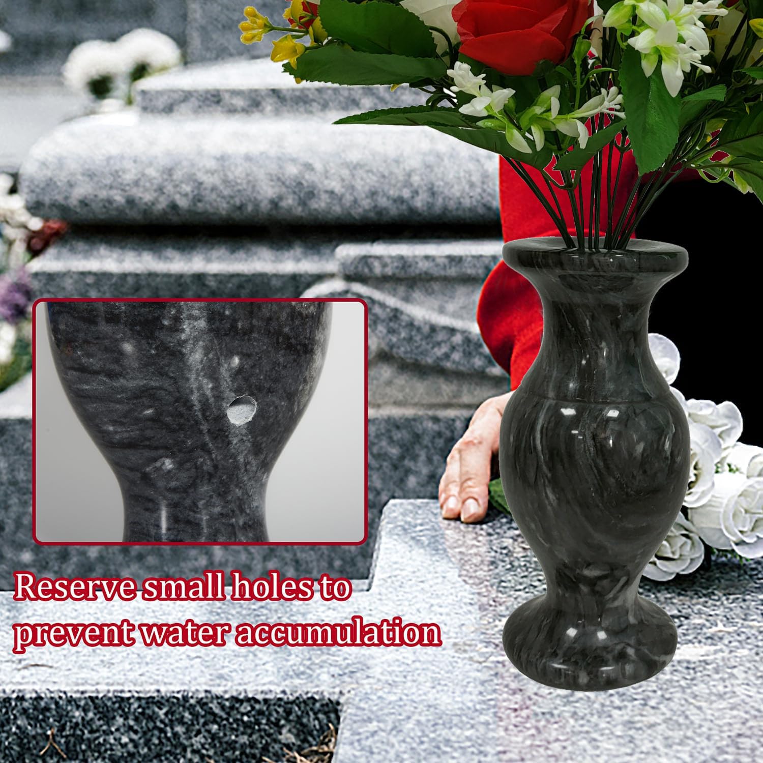 Amazon.co.jp: 墓地の花瓶、天然大理石の花瓶、屋内、屋外、墓地、記念
