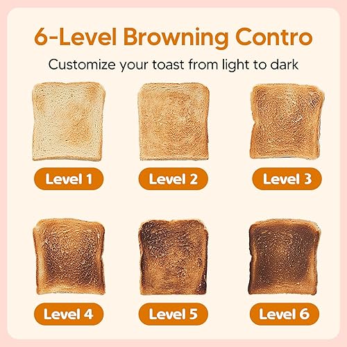 Miniatura 6 de Tostadora de pantalla táctil de 2 rebanadas, tostadora inteligente de acero inoxidable con temporizador digital, ranuras extra anchas de 1.38