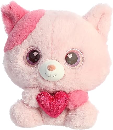 Miniatura 5 de Aurora® Encantador gato lenticular enamorado de peluche – Cambio de color – Juego interactivo – Rosa 6 pulgadas