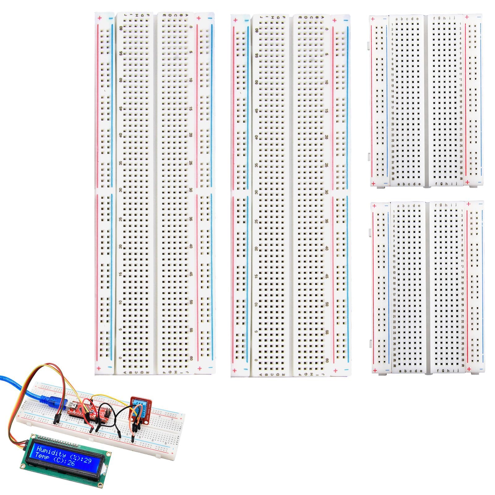 Set di 4 breadboard, kit di prototipi di circuiti PCB, senza saldatura, 2x830 punti e 2x400 punti, compatibile con progetti fai da te Arduino, Raspberry Pi 2/3/4/5, distribuzione Proto Shield - Blocch