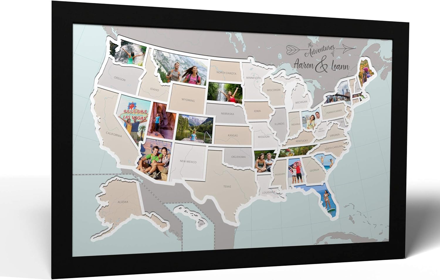 Personalized 50 States USA Photo Map - Frame Optional - Made in America (Printed Map, Without Frame)