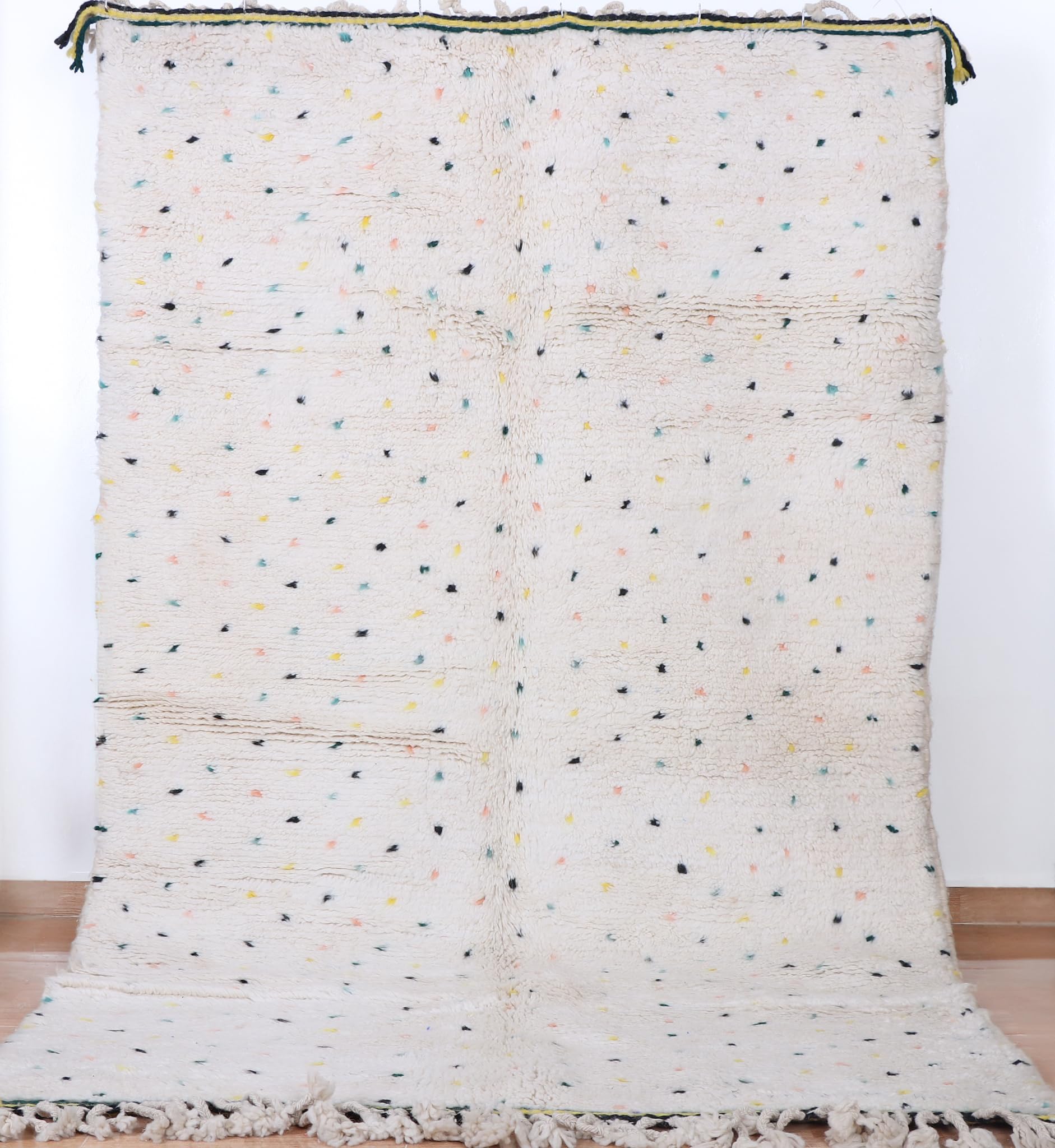 Tapis Berbère Original Beni Ourain - Tissé à la main 100% Laine - 2,5x1,5 m - Crème et Noir, Tapis Marocain, décoration intérieur classique et moderne, tapis oriental, tissage traditionnel
