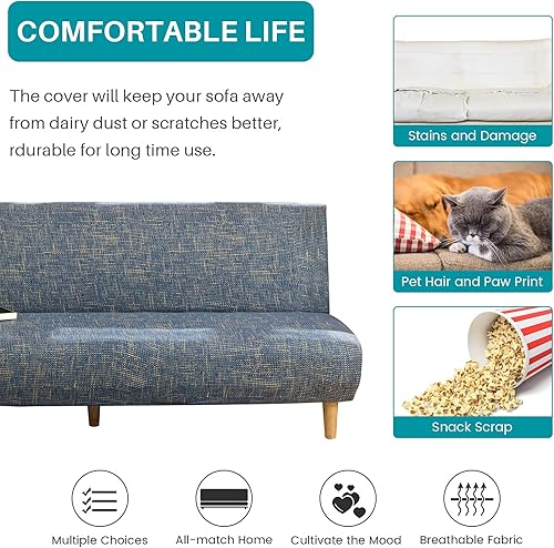 Vista 82 de Funda estampada para futón, fundas elásticas para sofá cama, tamaño matrimonial, individual, queen, sin brazos, fundas protectoras con parte Youmeng