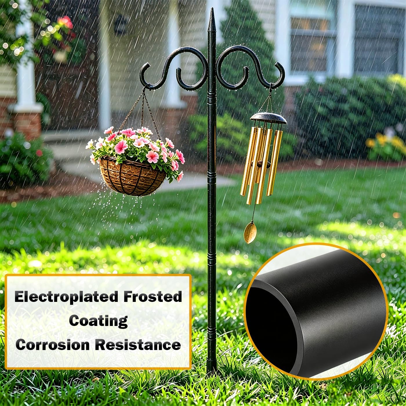 Shepherds Hooks for Outdoor, 92'' Heavy Duty Bird Feeder Pole, Adjustable Metal PolesMetal Poles for Bird Feeders, Plant Hangers, Solar Lights, Outdoor Decor