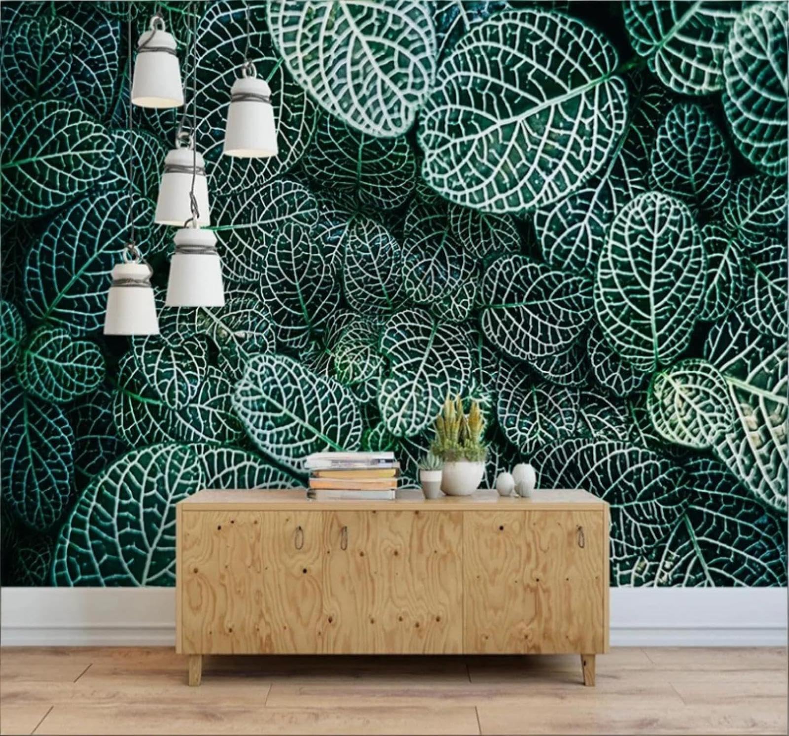 Papier peint 3d fresh jungle XLMING grand panoramique feuilles vertes salon