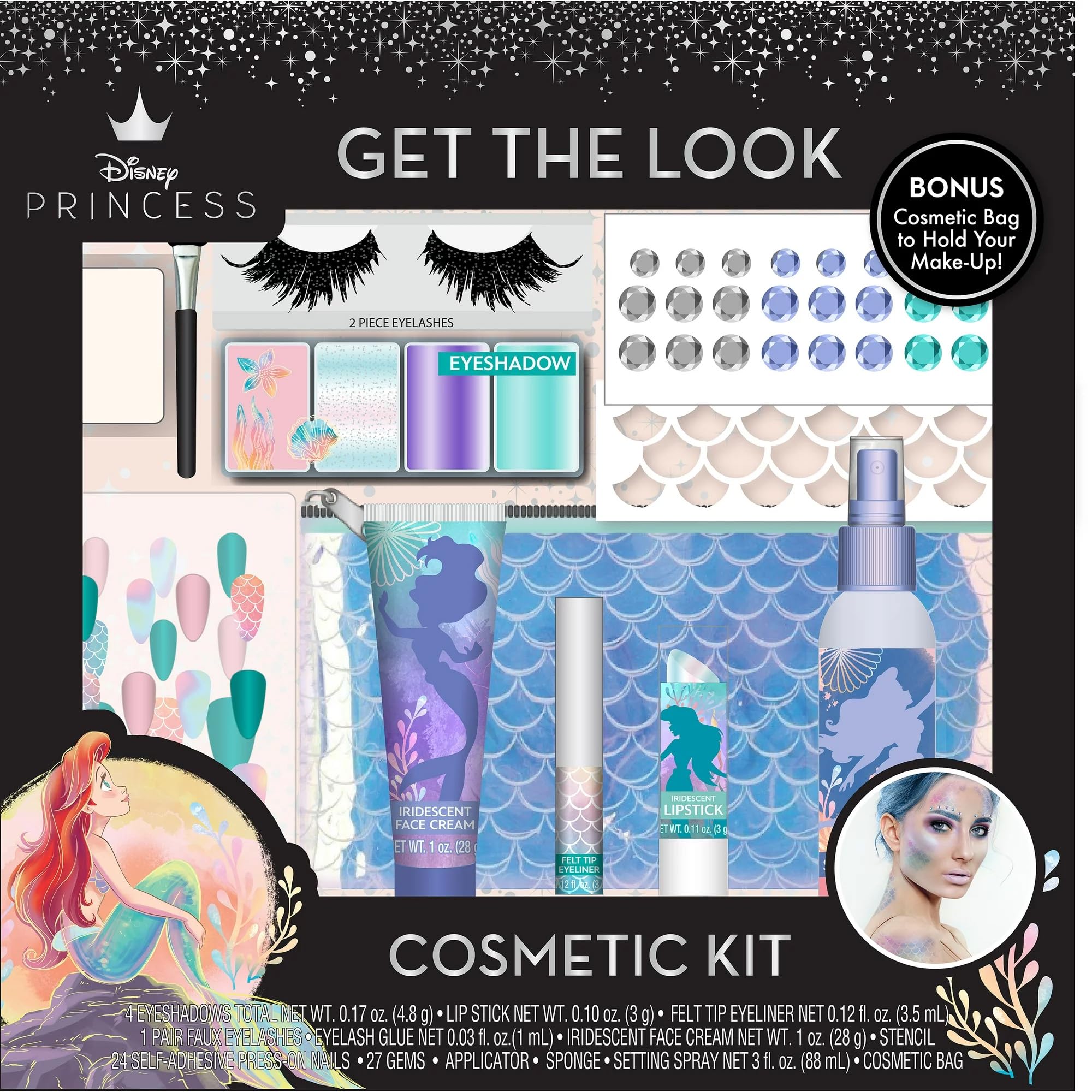 Disney Get The Look Cosmetic Kit Cosplay Halloween Costume Makeup Choose Cruella, Ariel. Jack Skellington (Ariel)