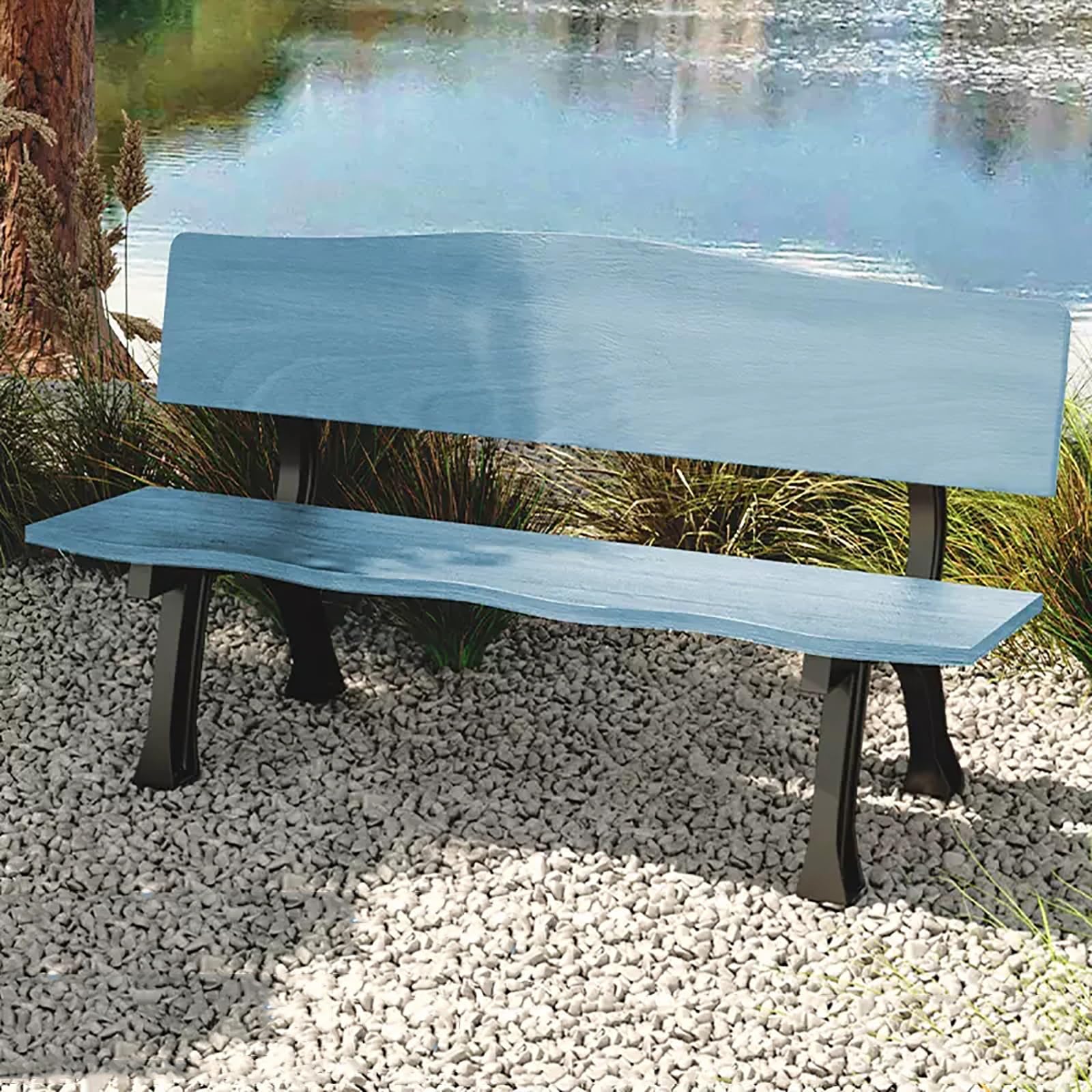 Banco de jardín de madera maciza y aluminio noble de 150cm