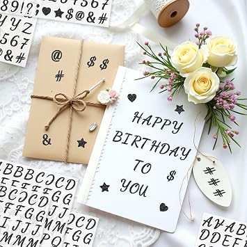 1176 PCS Glitter Letter Stickers, 0.5 Inch Alphabet Number Stickers (Black)