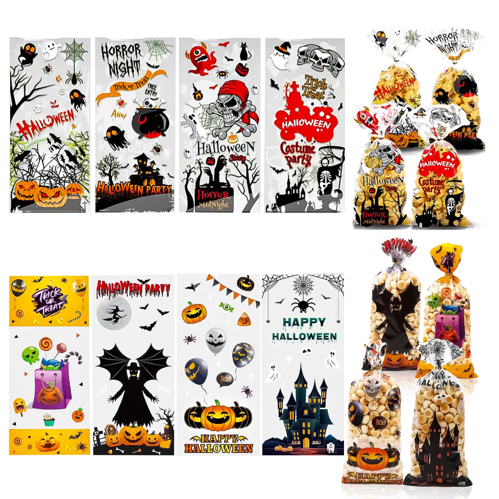 PMELCXD Party Bags,Candy Treat Bags, Halloween Paper Bags, Great for Party Favors 120-Pack