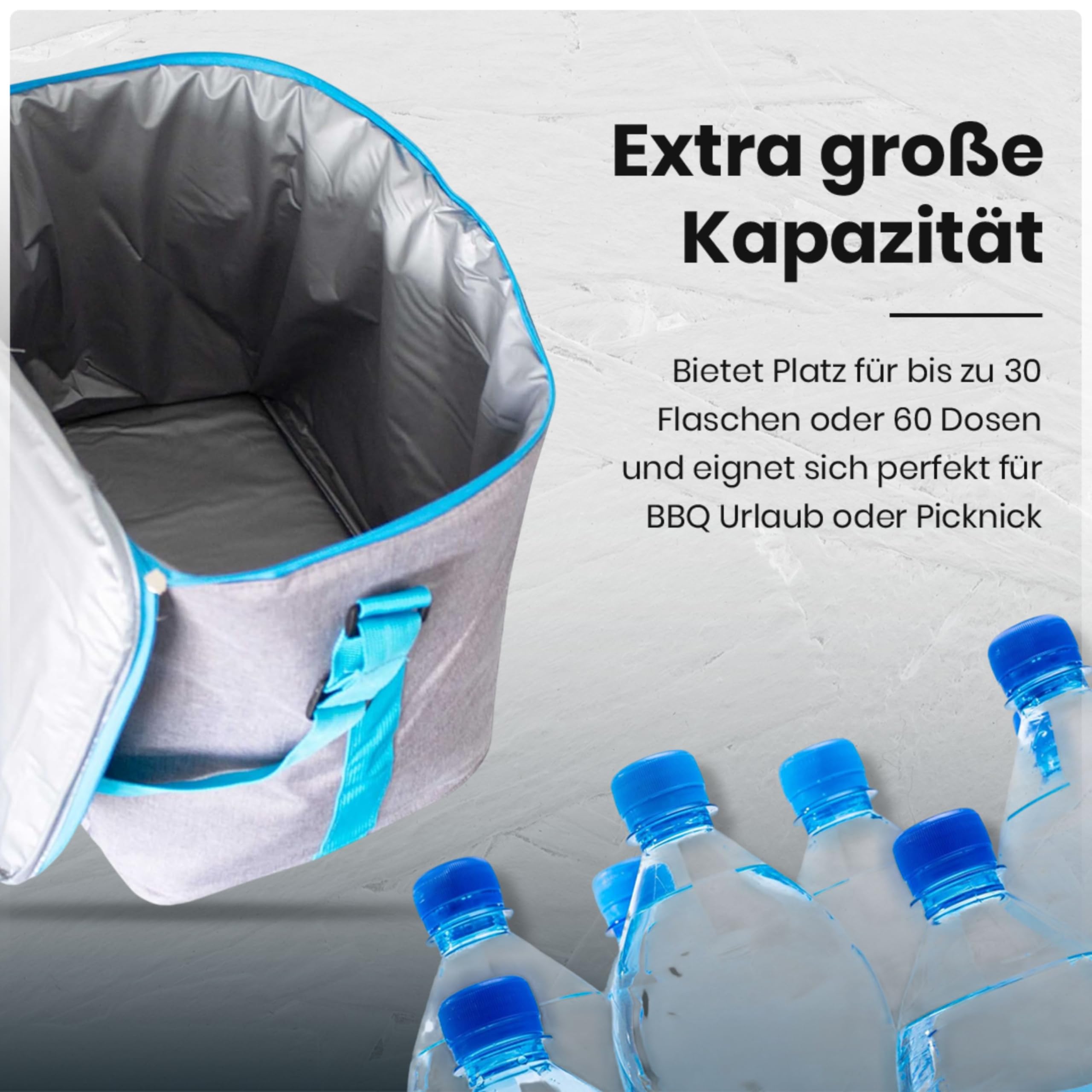 ToCi torba chłodząca, ciemnoszara, 36 litrów, torba termiczna, torba piknikowa na kemping, urlop, wędrówki, grilla