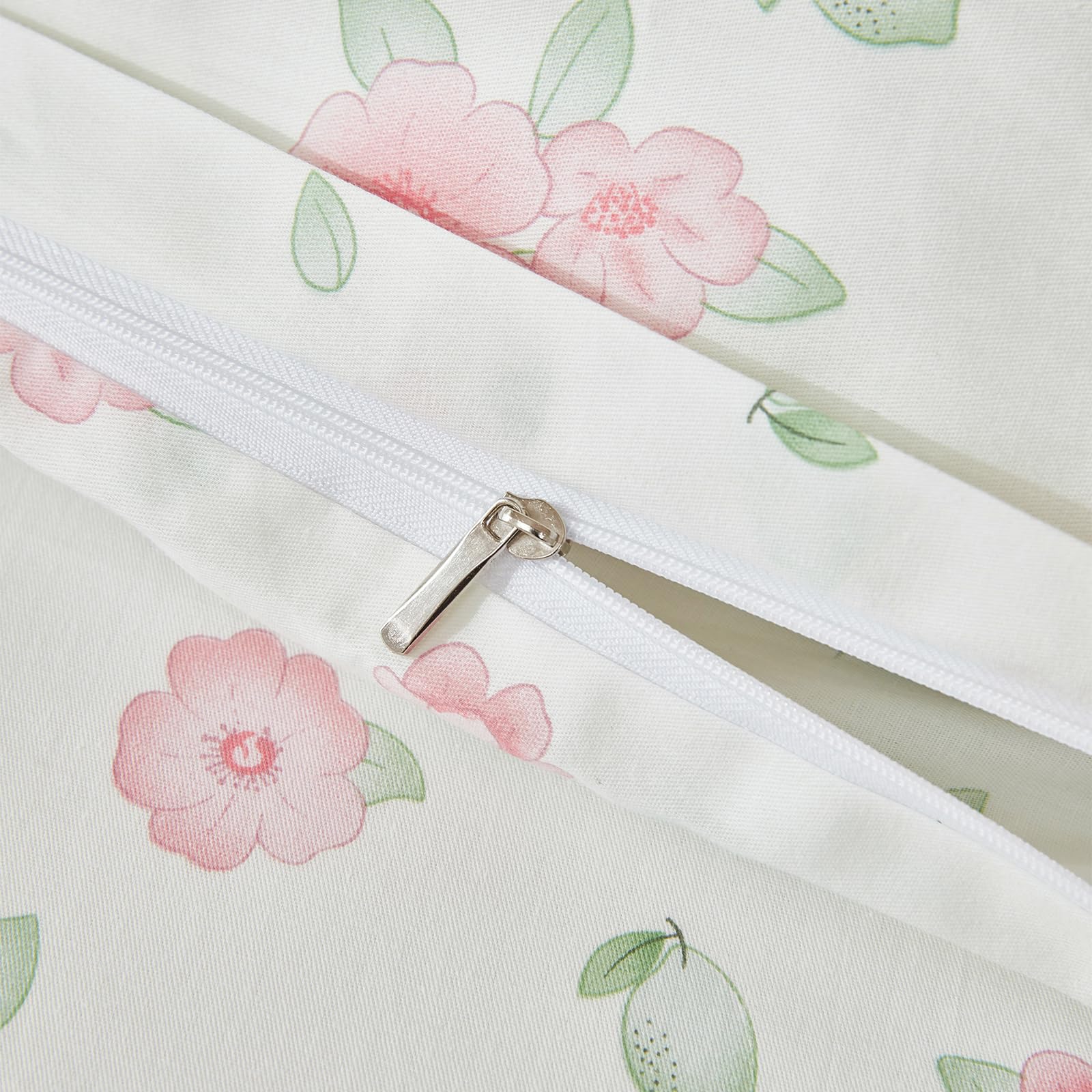 Biancheria da letto con fiori, 220 x 240 cm, in cotone rosa, motivo floreale, morbida, traspirante, 3 pezzi, per ragazze con chiusura lampo e 2 federe da 80 x 80 cm