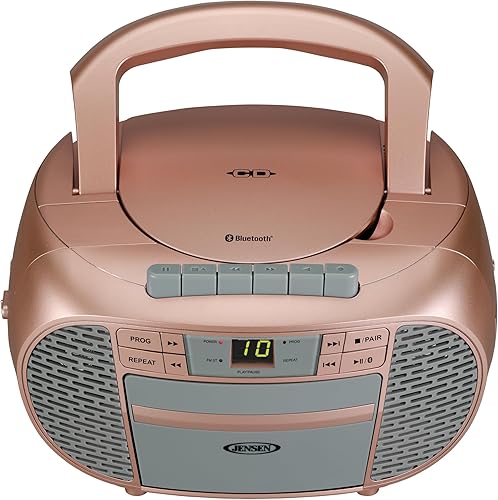 Miniatura 3 de JENSEN CD-550BT-RG Grabadora de casete de CD Bluetooth estéreo portátil con radio AMFM - Reproductor de radio compacto habilitado para Bluetooth con