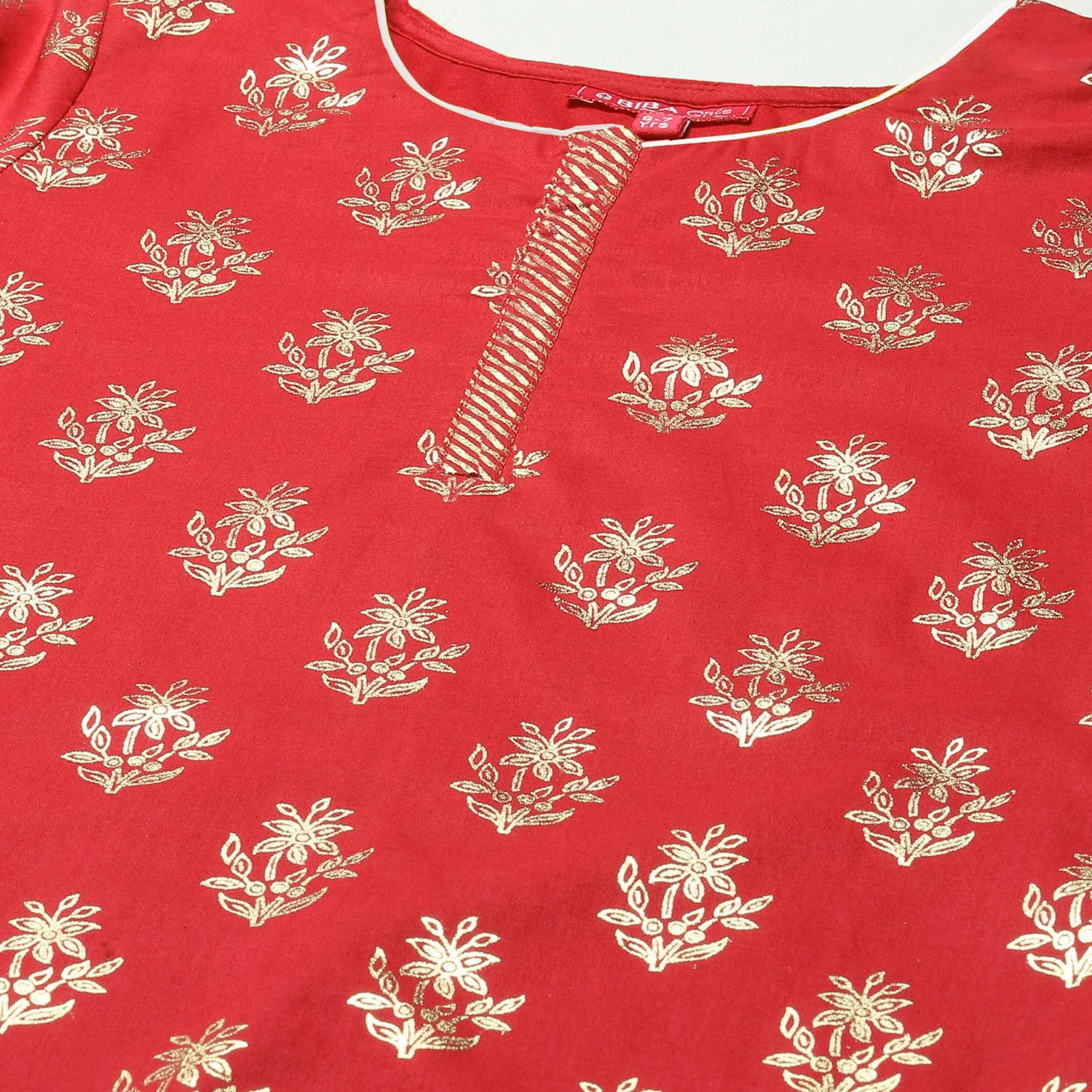 Biba Girls Cotton Printed Straight Salwar Suit Set (Kw2953_Red_7) 4