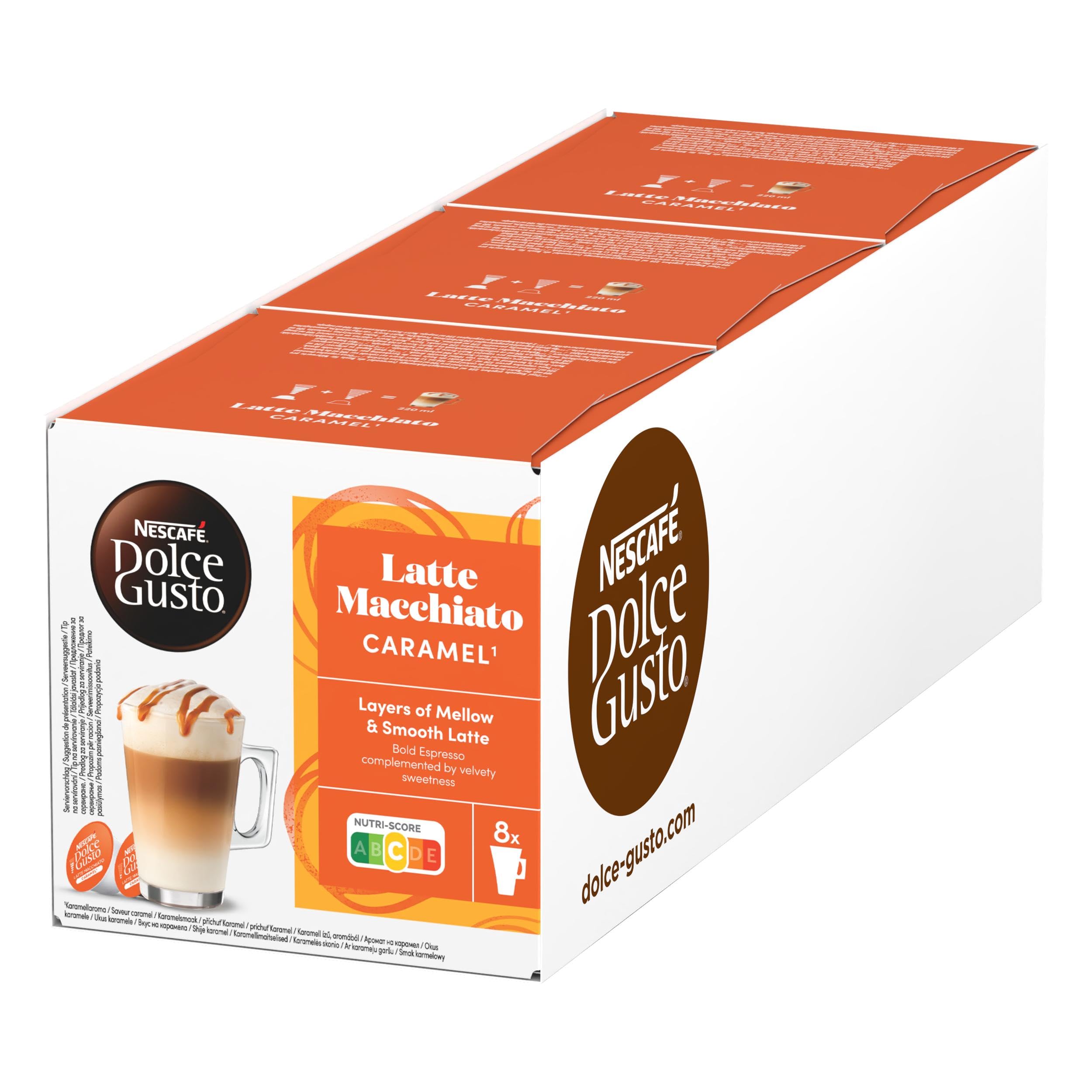 NESCAFÉ DOLCE GUSTO Caramel Latte Macchiato Kaffeekapseln (6 x 16 Kapseln)