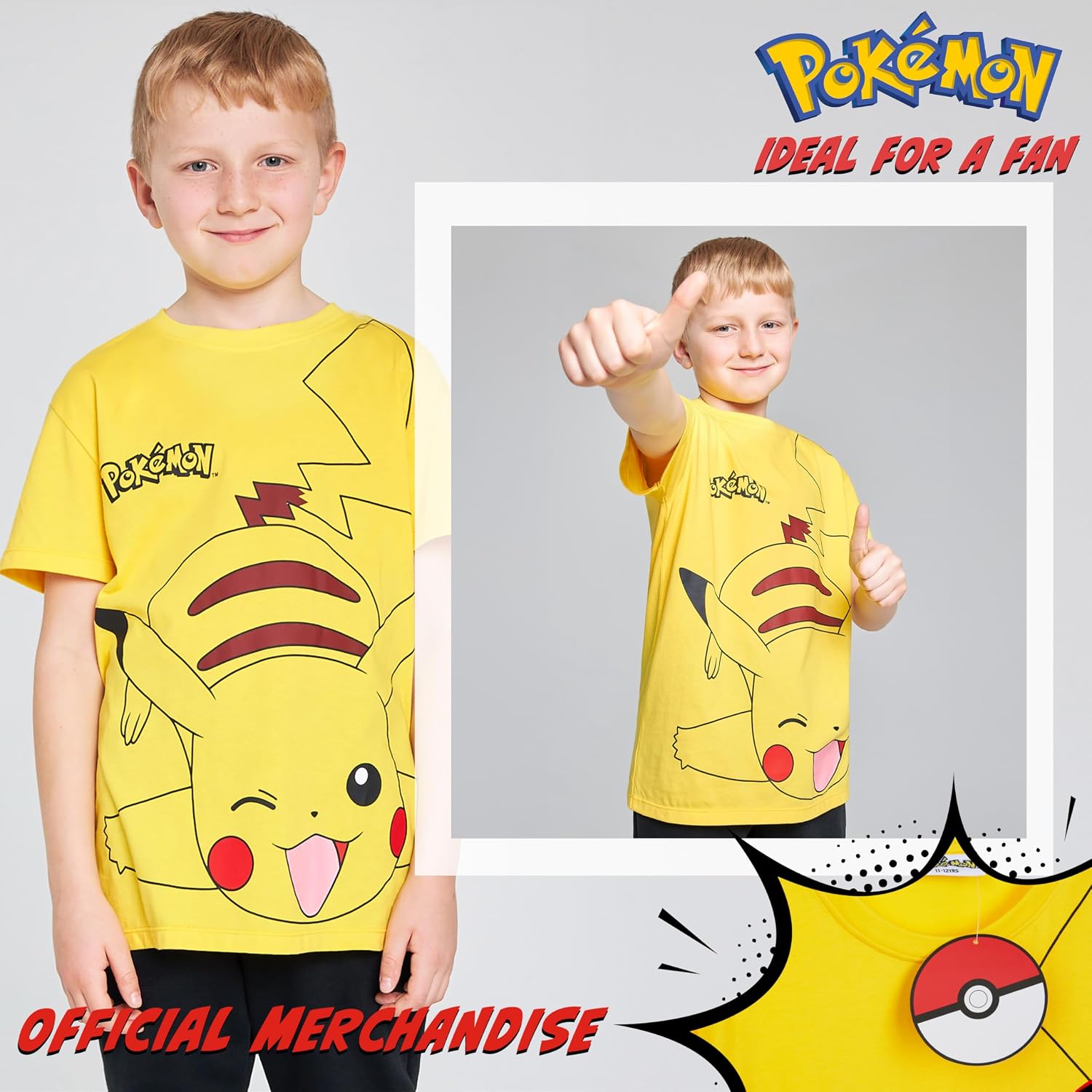 Pokemon Boys Crew Neck T-Shirts, Soft Breathable Material Pack of 2 Boys Gifts