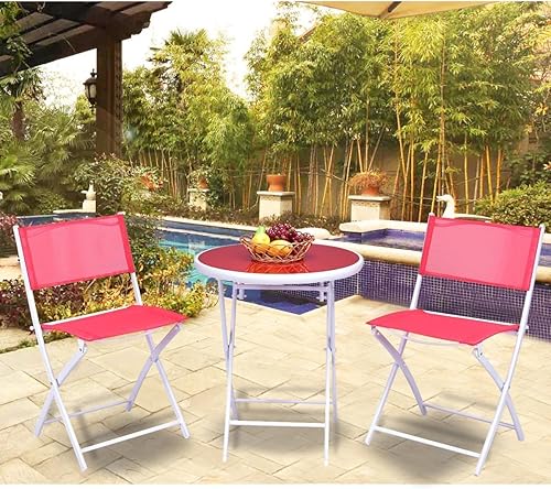 Miniatura 2 de Giantex Bistro Juego de mesa de 3 piezas Patio Bistro, mesa plegable y sillas al aire libre, juego de comedor de patio, juego de muebles de porche,