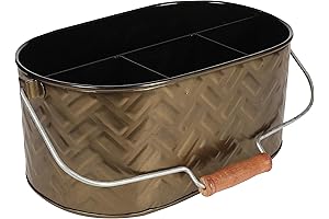 Farmhouse Galvanized Utensil Caddy, Black Metal Utensil Holder