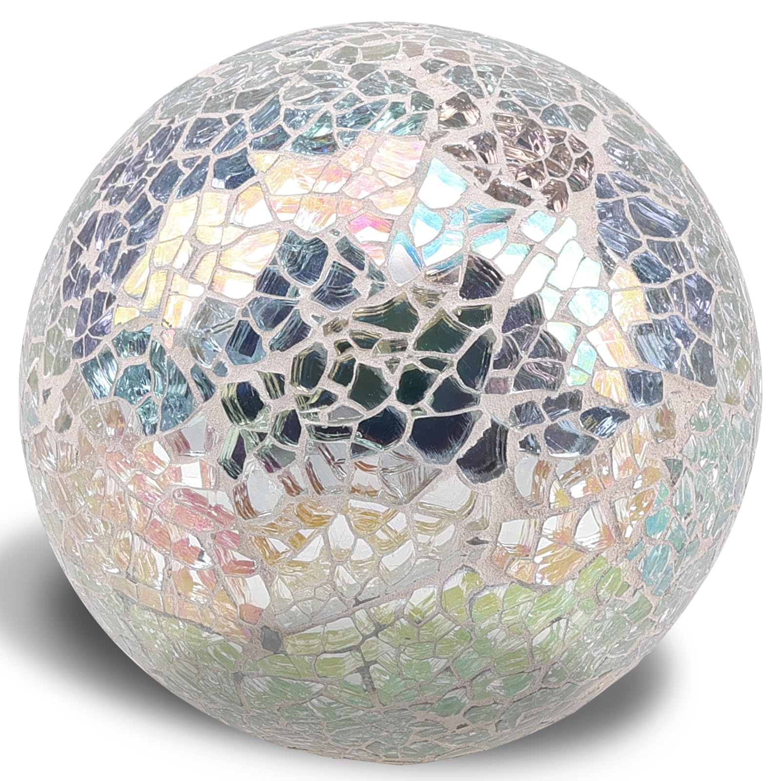 Folmywy Mosaic Glass Sphere Ball Decorative Orbs Centerpiece Solid Balls 3.35inch Silver Round Decor Modern Home House Living Room Coffee Table Tray Kitchen 1PCS