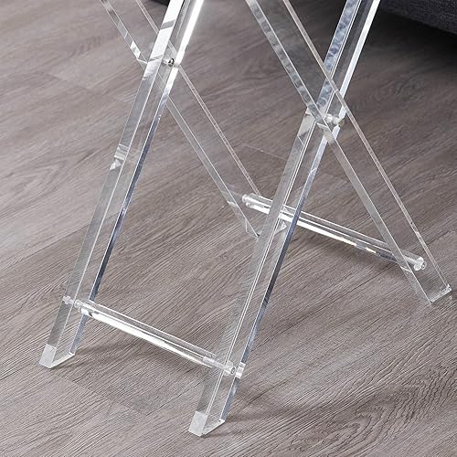 Miniatura 7 de LIKENOW Mesas plegables de acrílico para muebles para sala de estar, dormitorio, vestíbulo, mesas auxiliares pequeñas transparentes con asa para