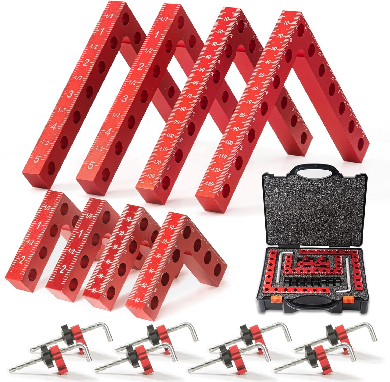 8Pack Corner clamps for woodworking, VEXTHYX 90 degree 5.5"x4 & 2.5"x4 clamping squares for right angle positioning, woodworking square clamp tools for cabinet, picture frame, box, drawers