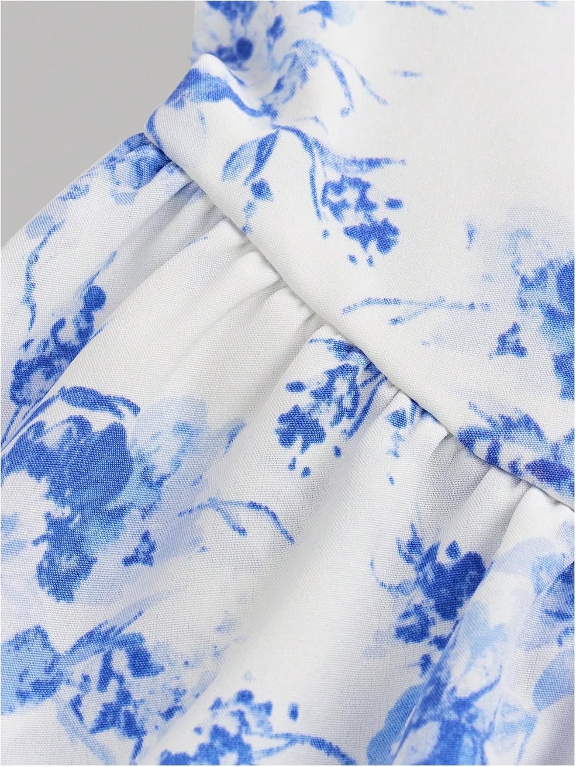 Girl's Floral Summer Dress Layer Ruffle Sweetheart Neck Short Puff Sleeve A Line Casual Dress - Image 4