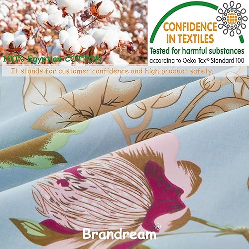 Miniatura 3 de Brandream Juego de sábanas de lujo de 800 hilos, 100% algodón egipcio, bolsillo profundo, 4 piezas, color azul